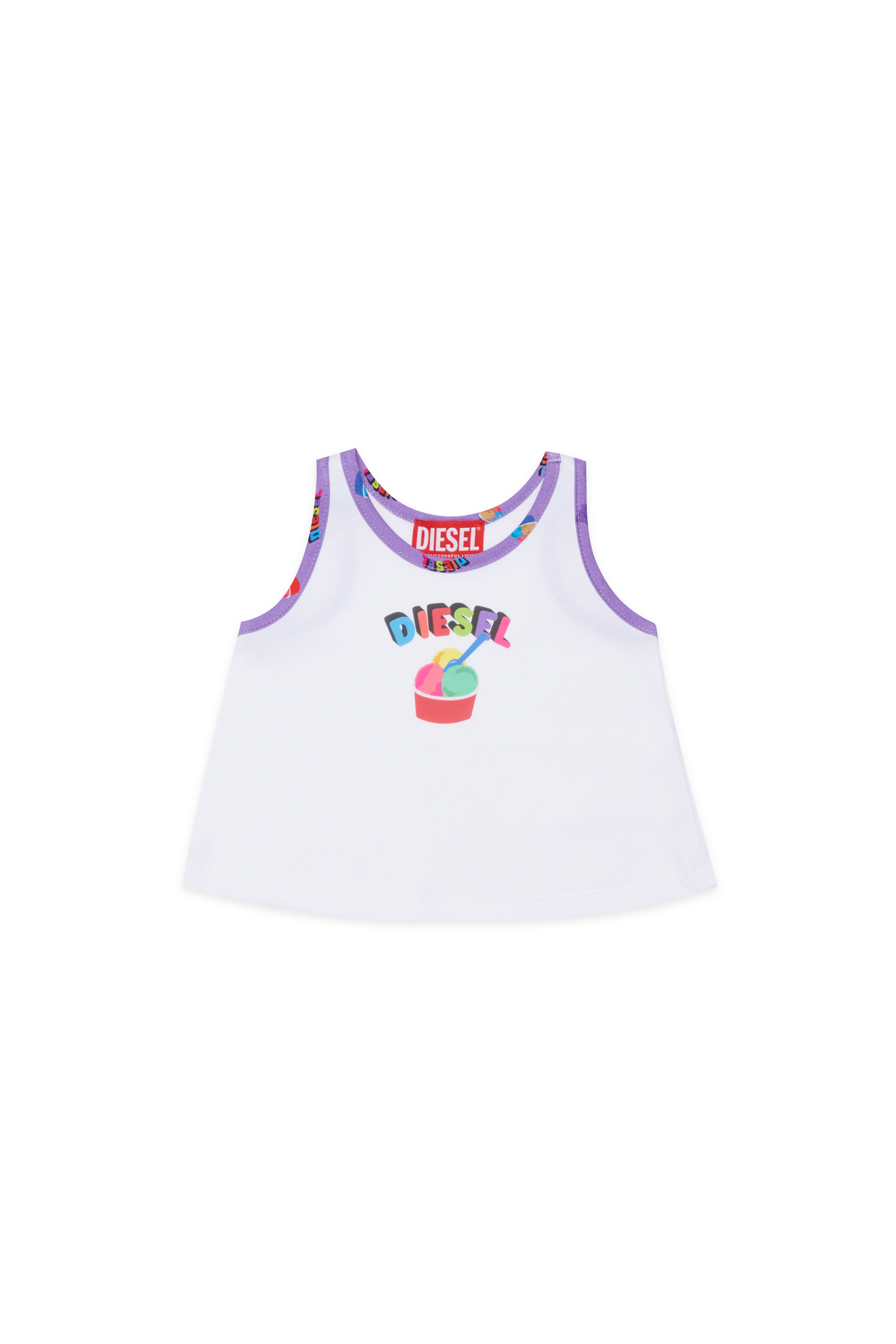 Diesel - MTICEB, Woman's Cotton tank top with ice cream print in White - 2
