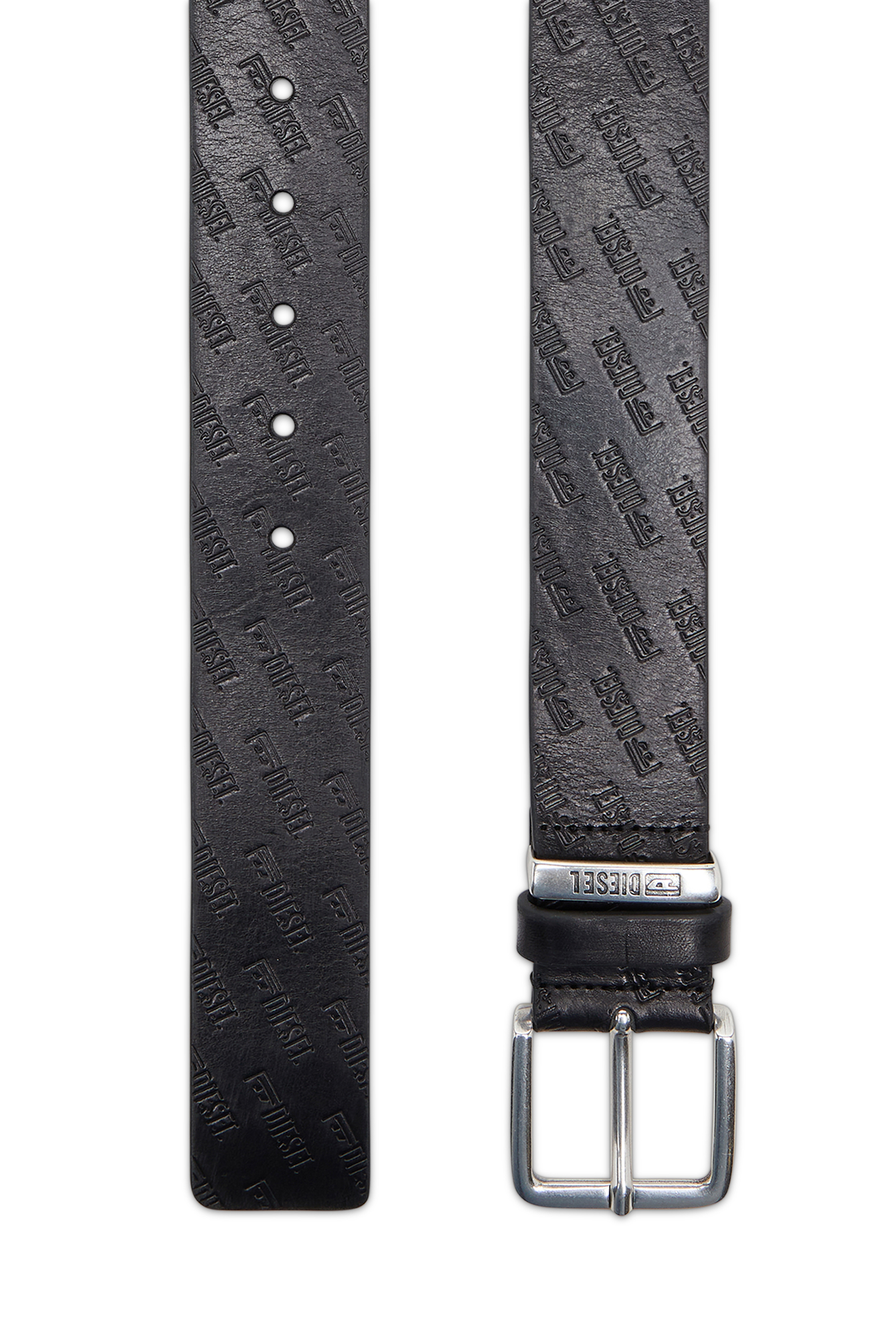 Diesel - B-MONOGRAM DSL, 4 cm ceinture en cuir avec logo Diesel emboss&eacute; all-over Homme in Noir - 2