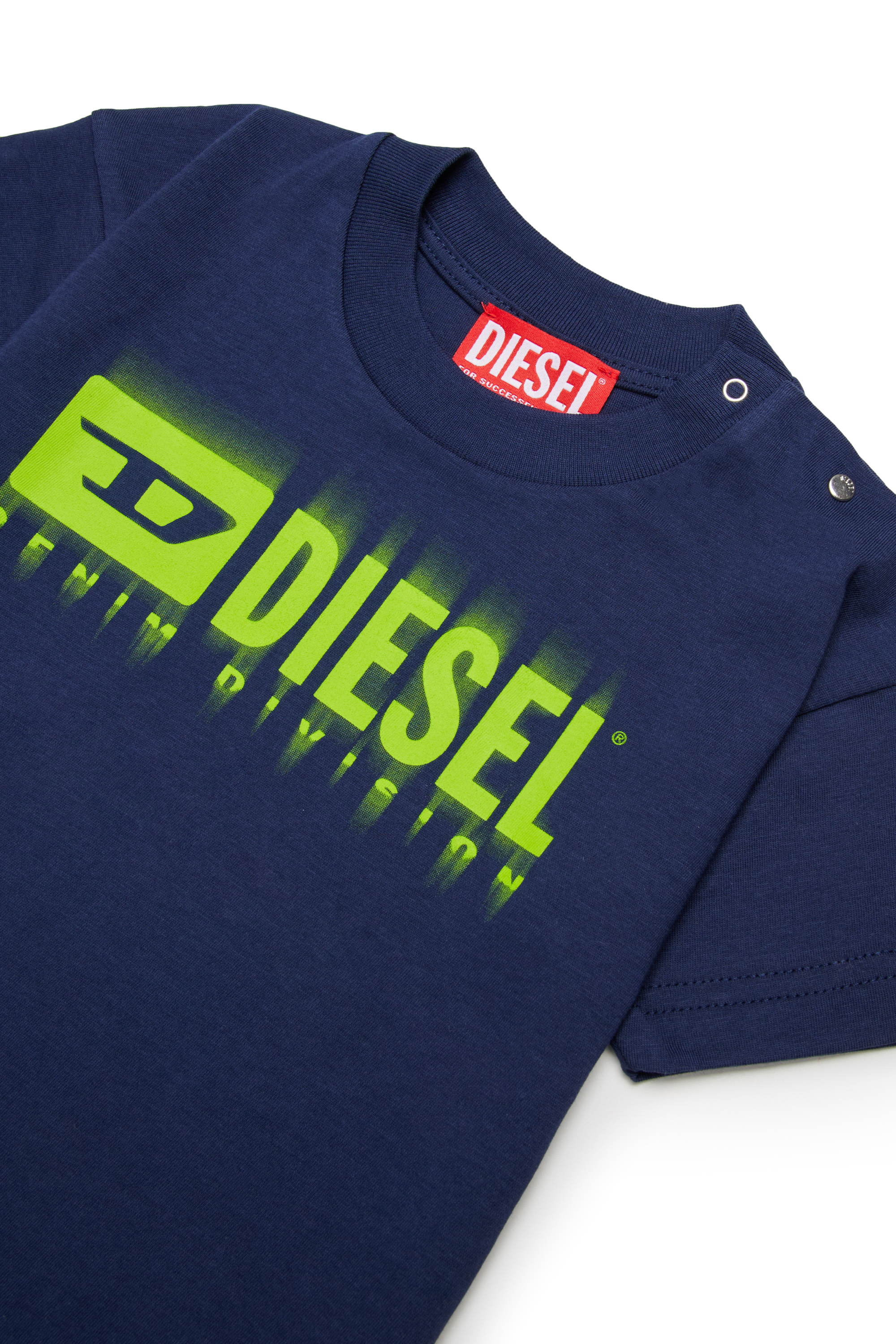 Diesel - TDIEGORL6MAB, T-shirt avec logo taché Mixte in Bleu - 3