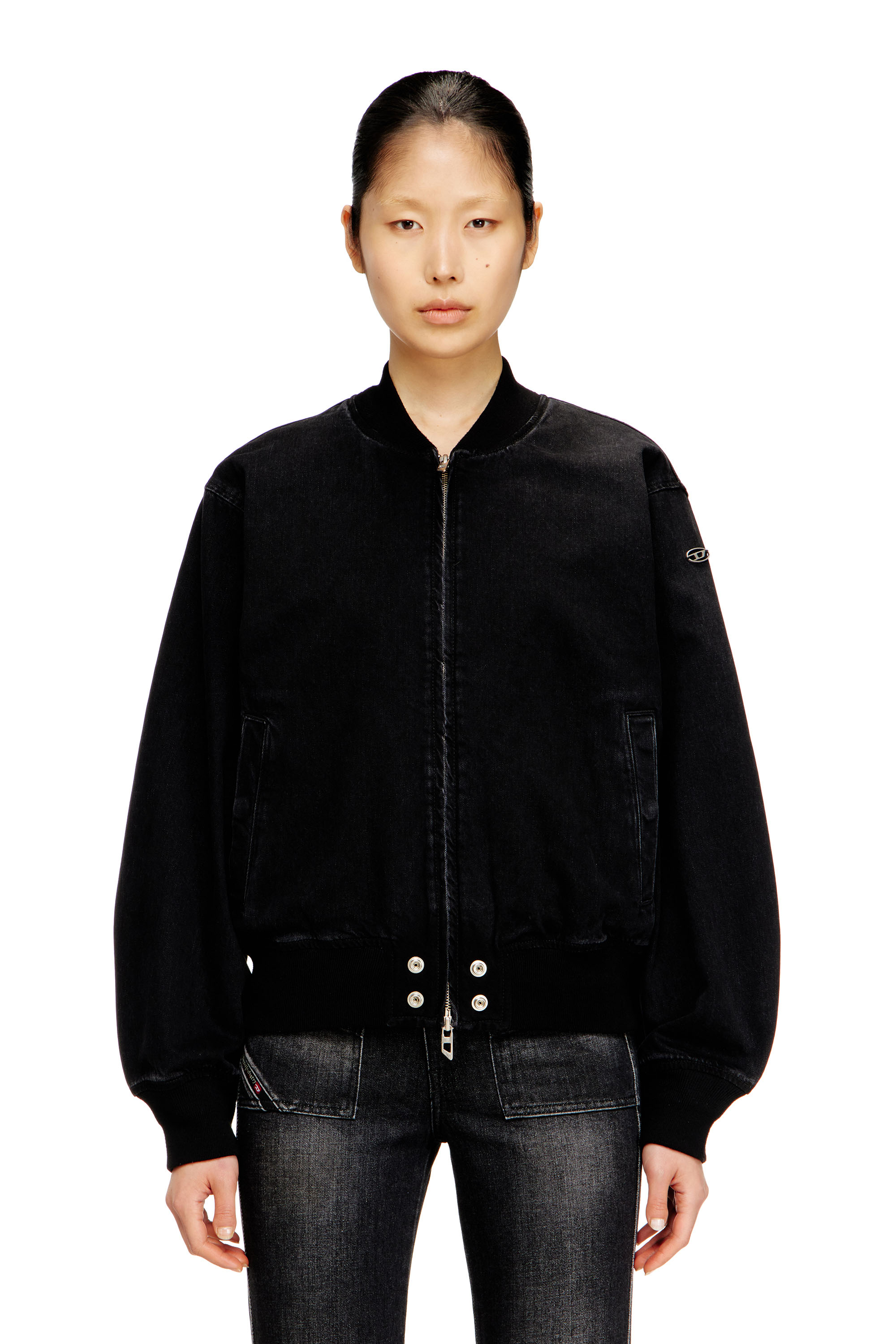 Diesel - D-GUZ, Unisex's Bomber jacket in denim in Black - 2