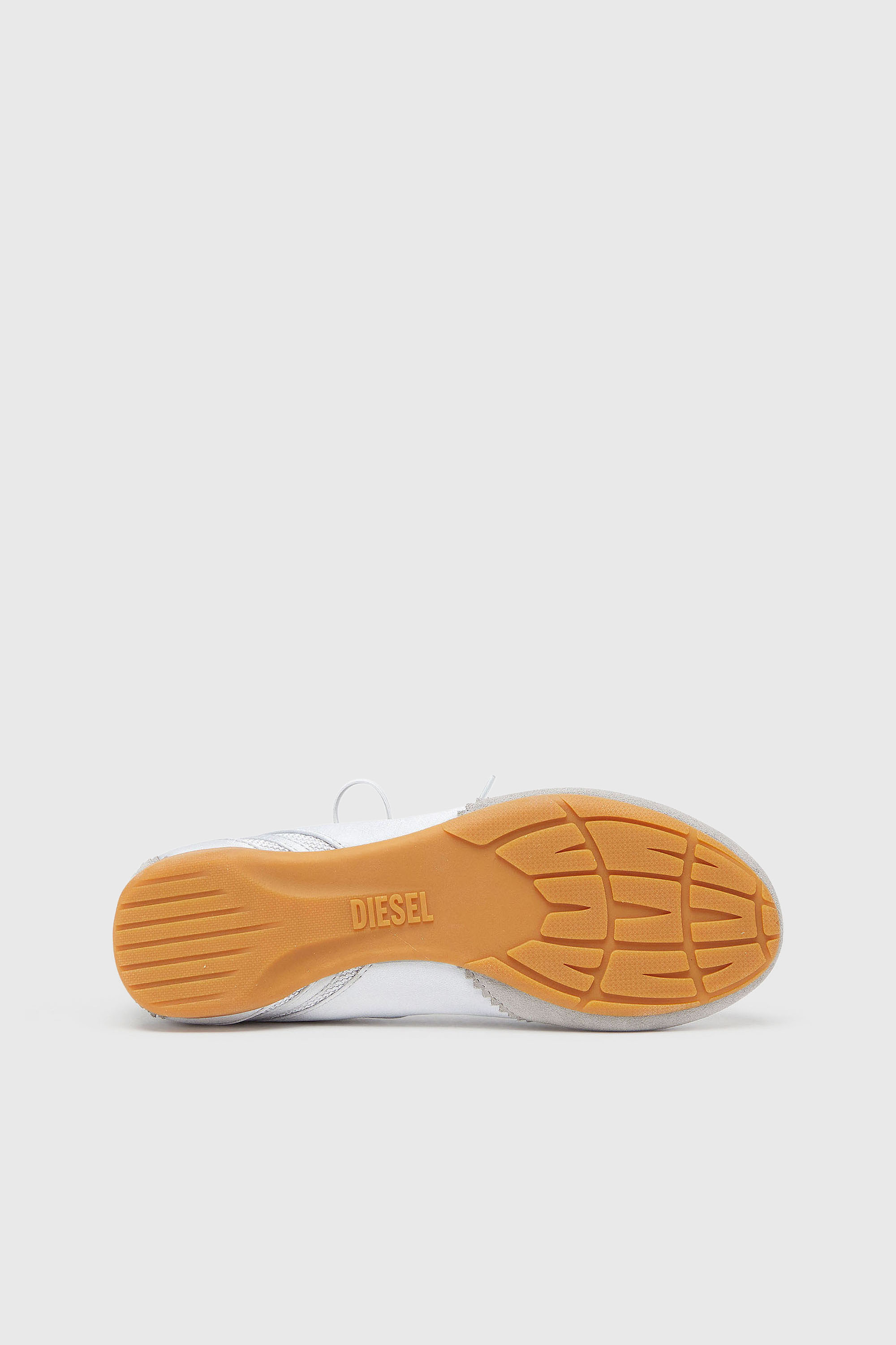 Diesel - D-MILE BALLERINA LACE UP II W, Woman's D-Mile - Lace-up ballerina flats in leather and mesh in Light Grey - 5