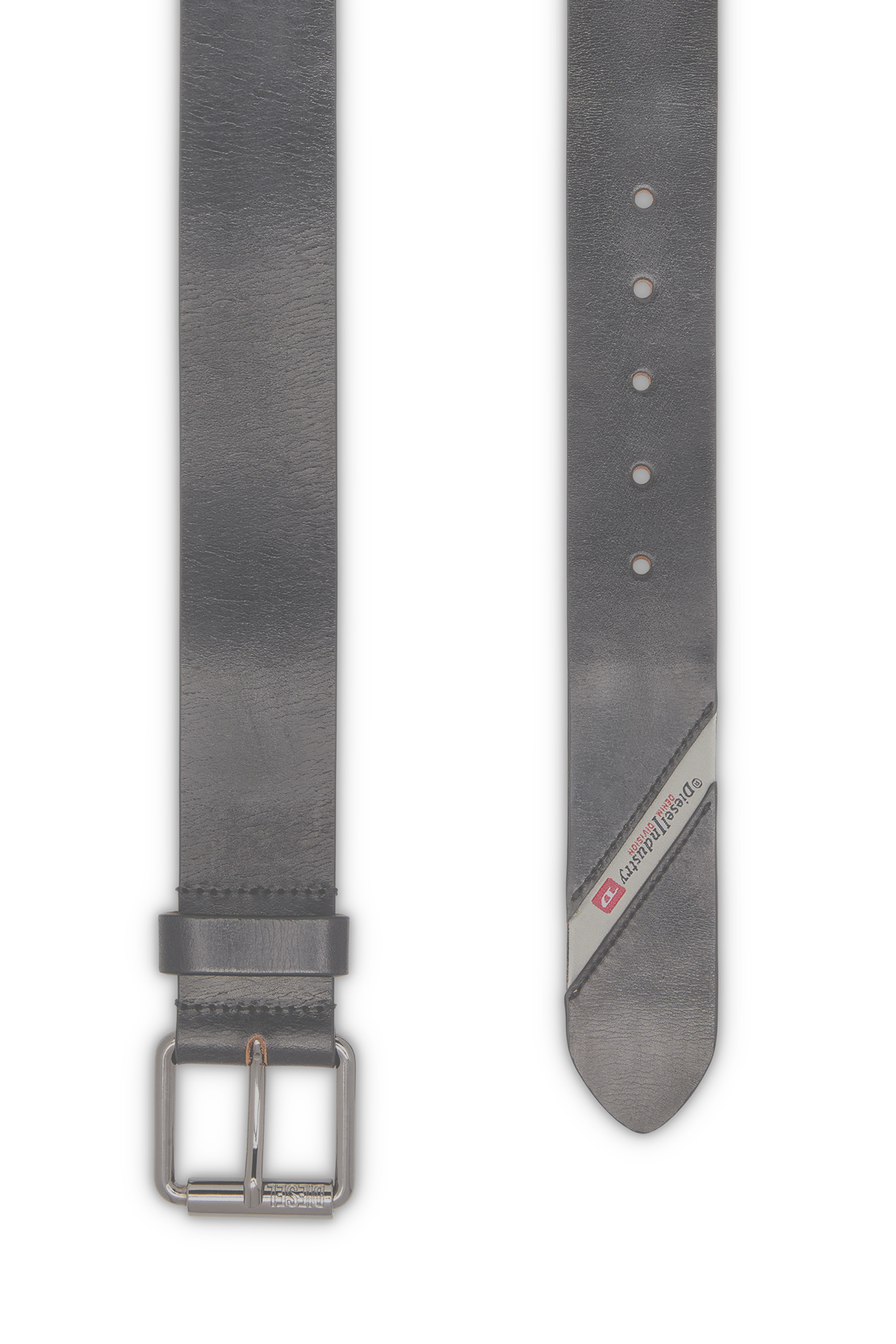 Diesel - B-FLAG, Ceinture 4 cm en cuir avec drapeau à logo de la cinquième poche Homme in Noir - 2