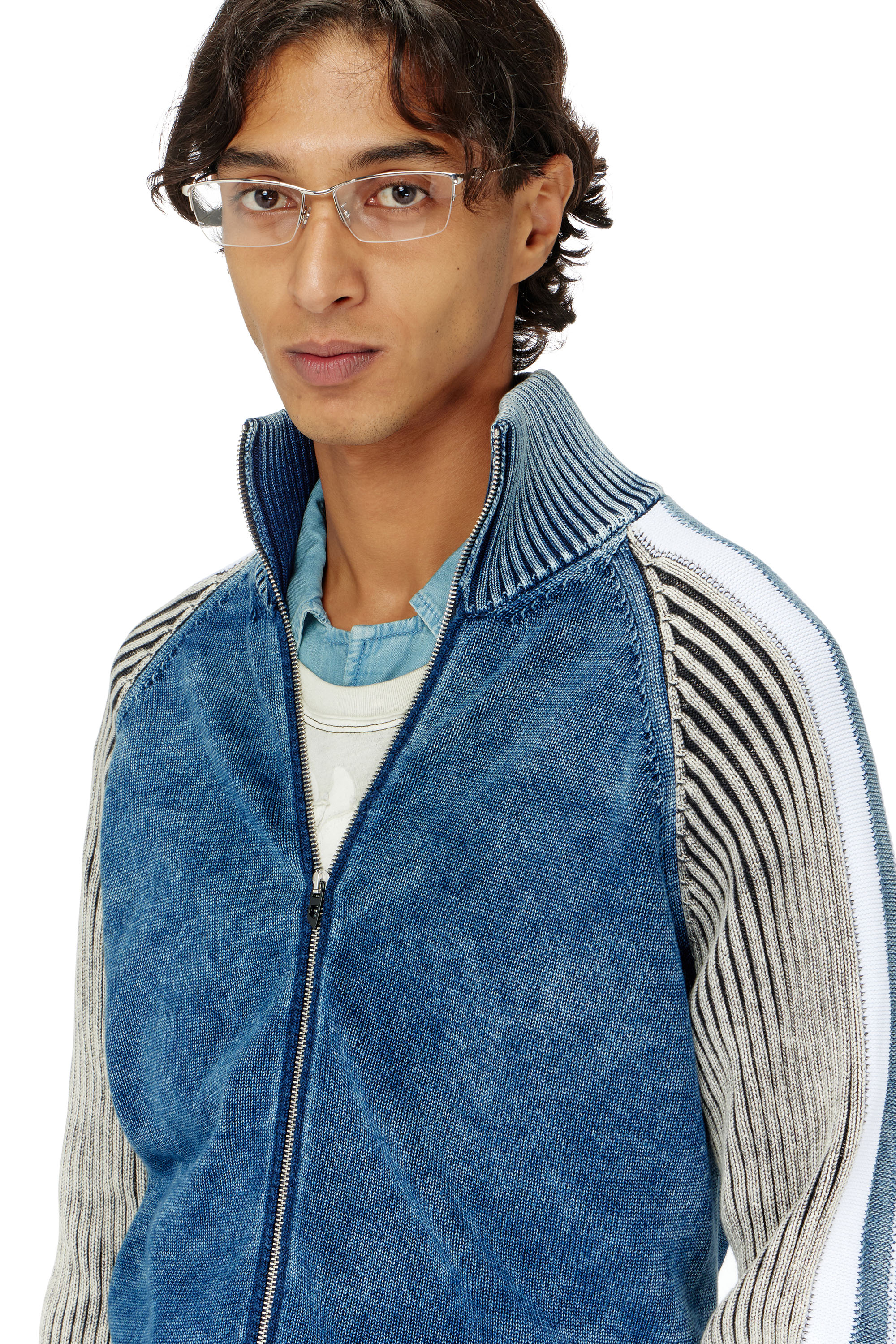 Diesel - K-HERONIMO, Cardigan zipp&eacute; avec bandes sportives Homme in Polychrome - 5