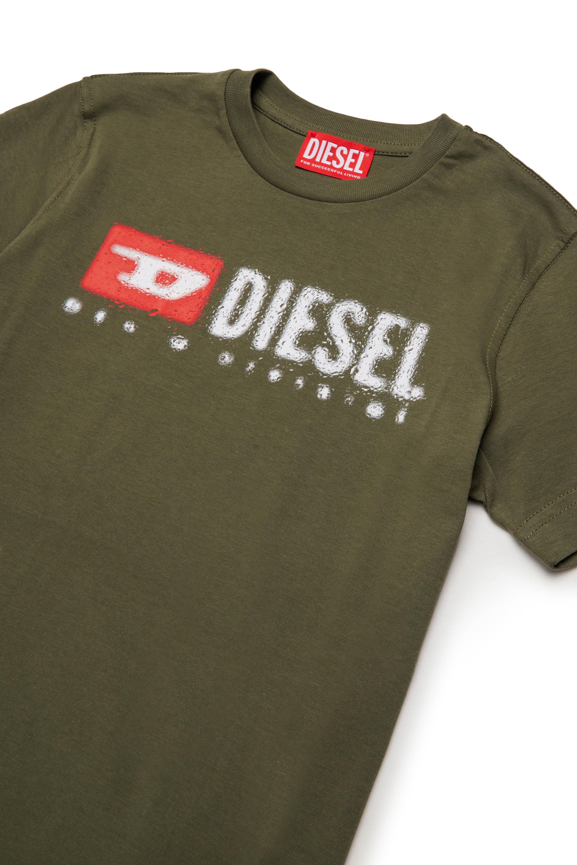 Diesel - TADJUSTK14, T-shirt en coton avec logo imprimé Homme in Vert - 3