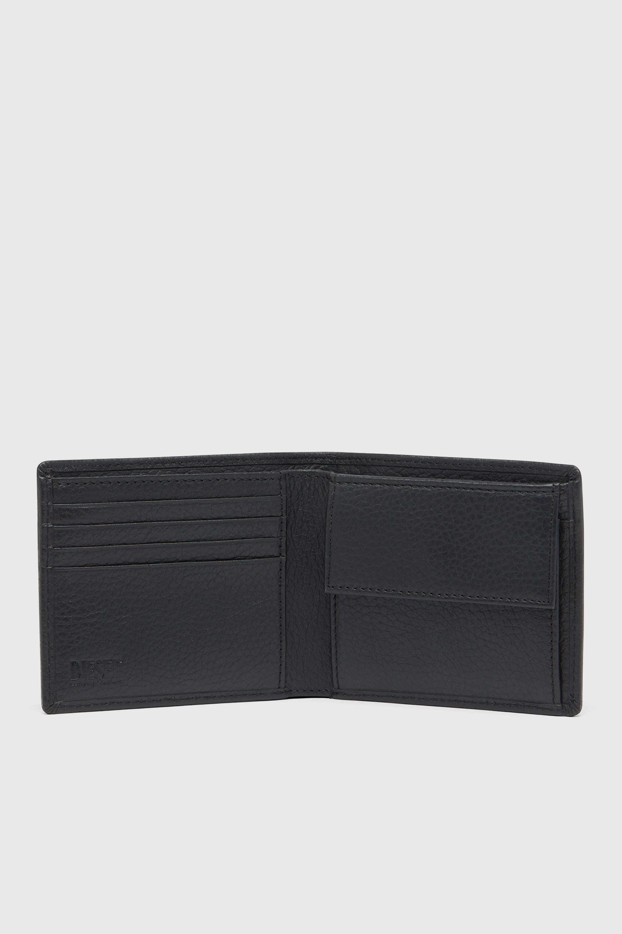 Diesel - BI FOLD COIN S, Portefeuille &agrave; deux volets en cuir grain&eacute; Homme in Noir - 3