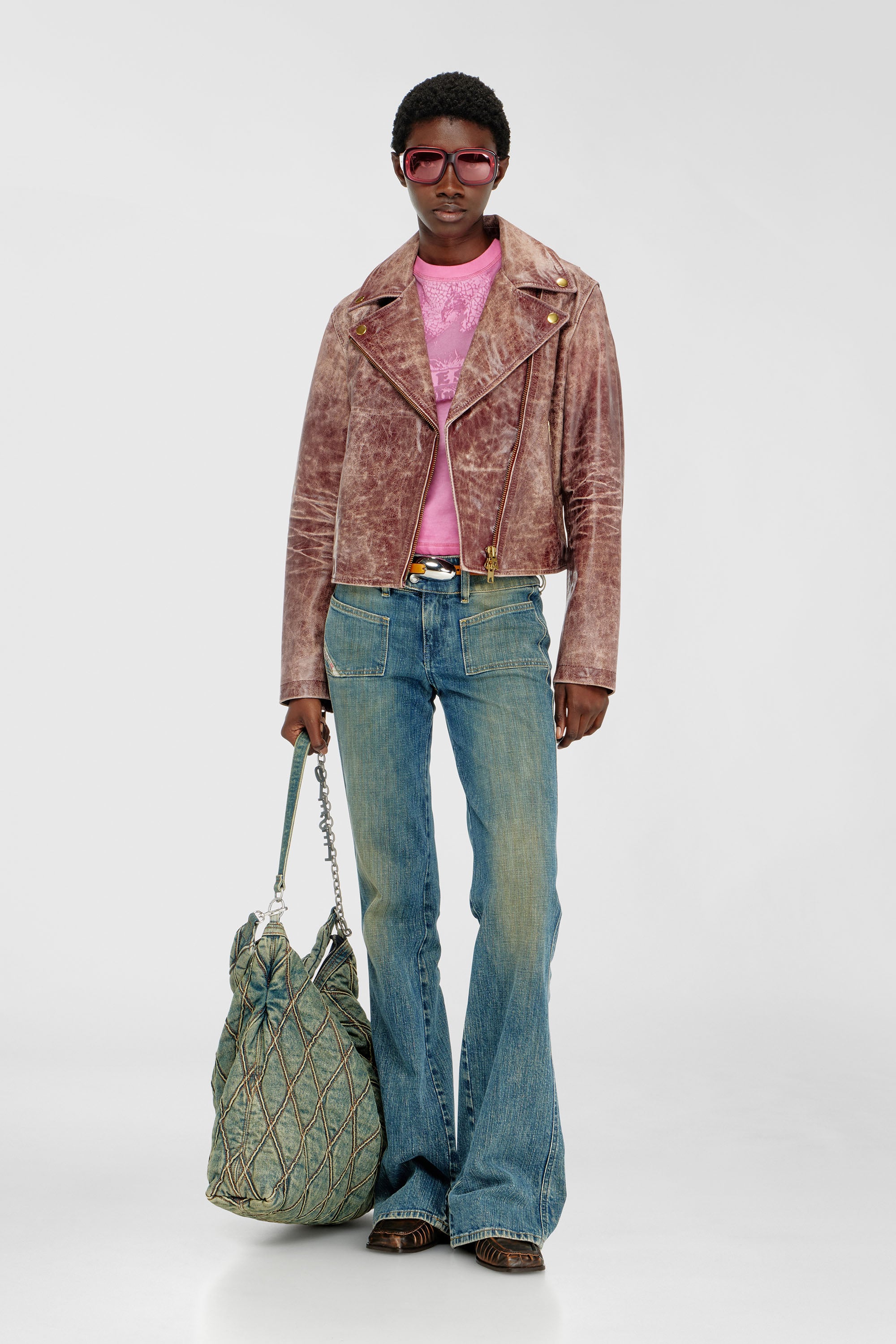 Diesel - T-ILA-AA7, T-shirt slim avec d&eacute;vor&eacute; Phoenix Femme in Rose - 2