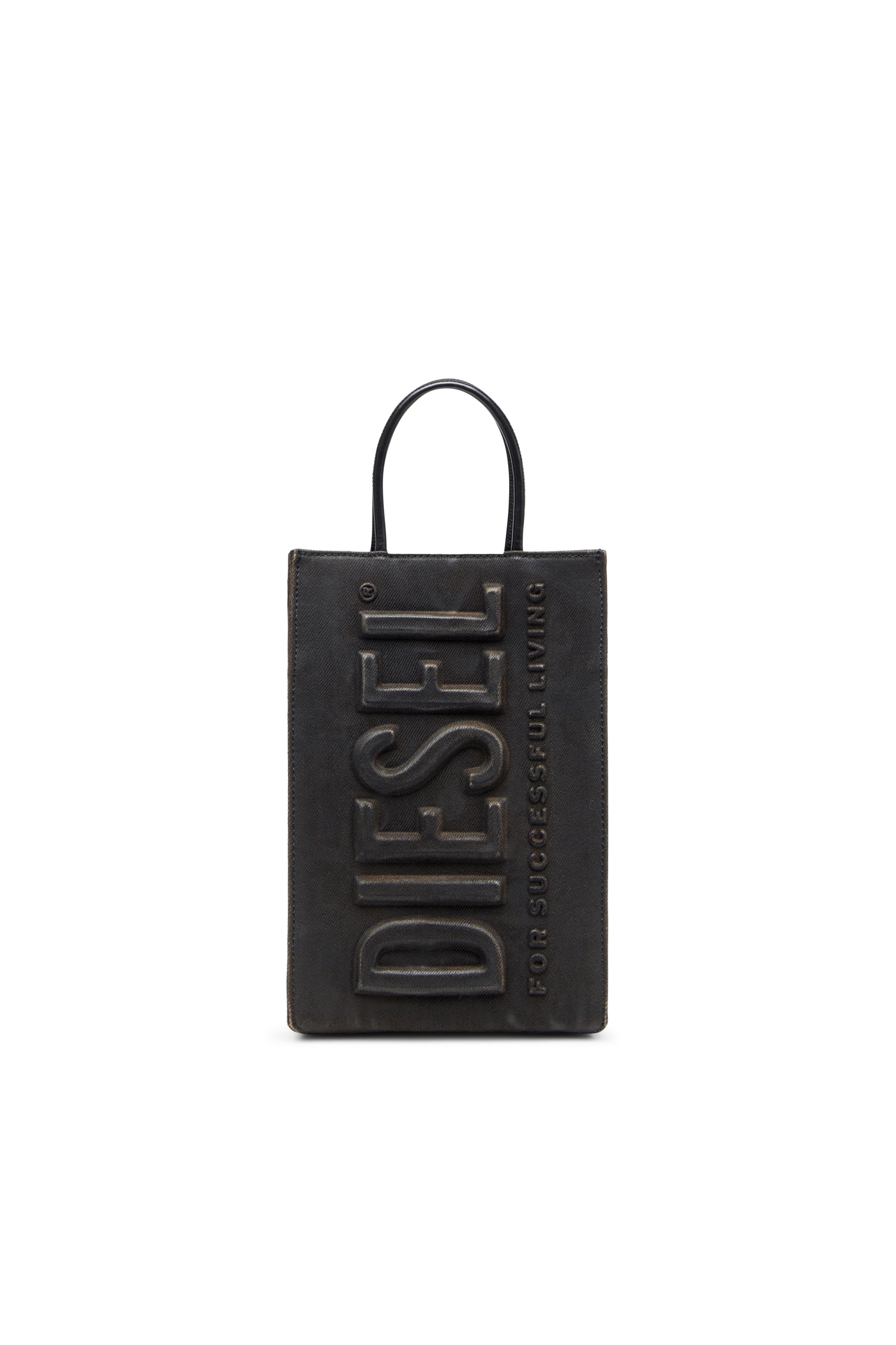 Diesel - LES SHOPPERS SHOPPER M X, Sac tote en denim floqué enduit Homme in Noir - 1