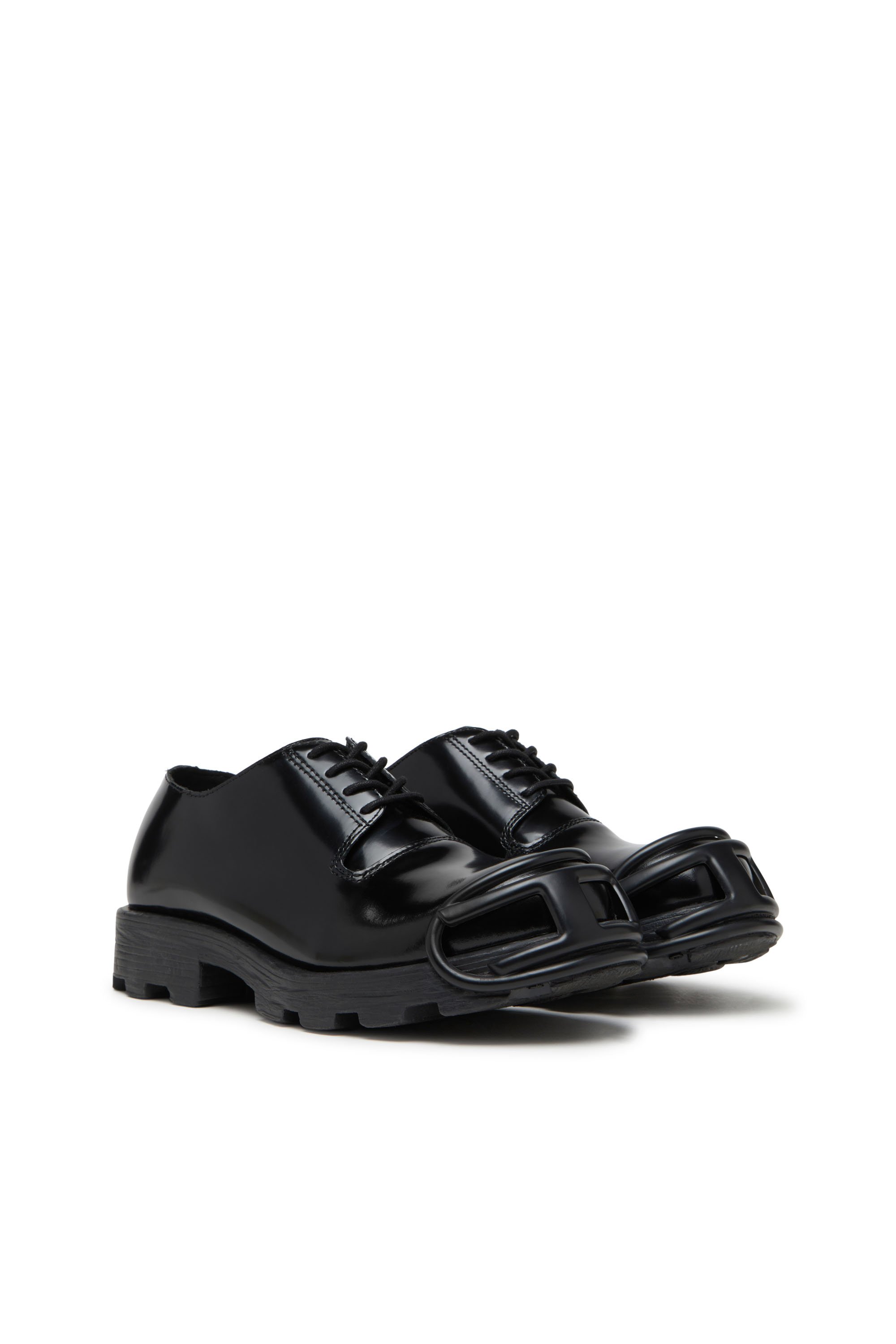 Diesel - D-HAMMER SO D, D-Hammer-Chaussures à lacets en cuir avec embout Oval D Homme in Noir - 2