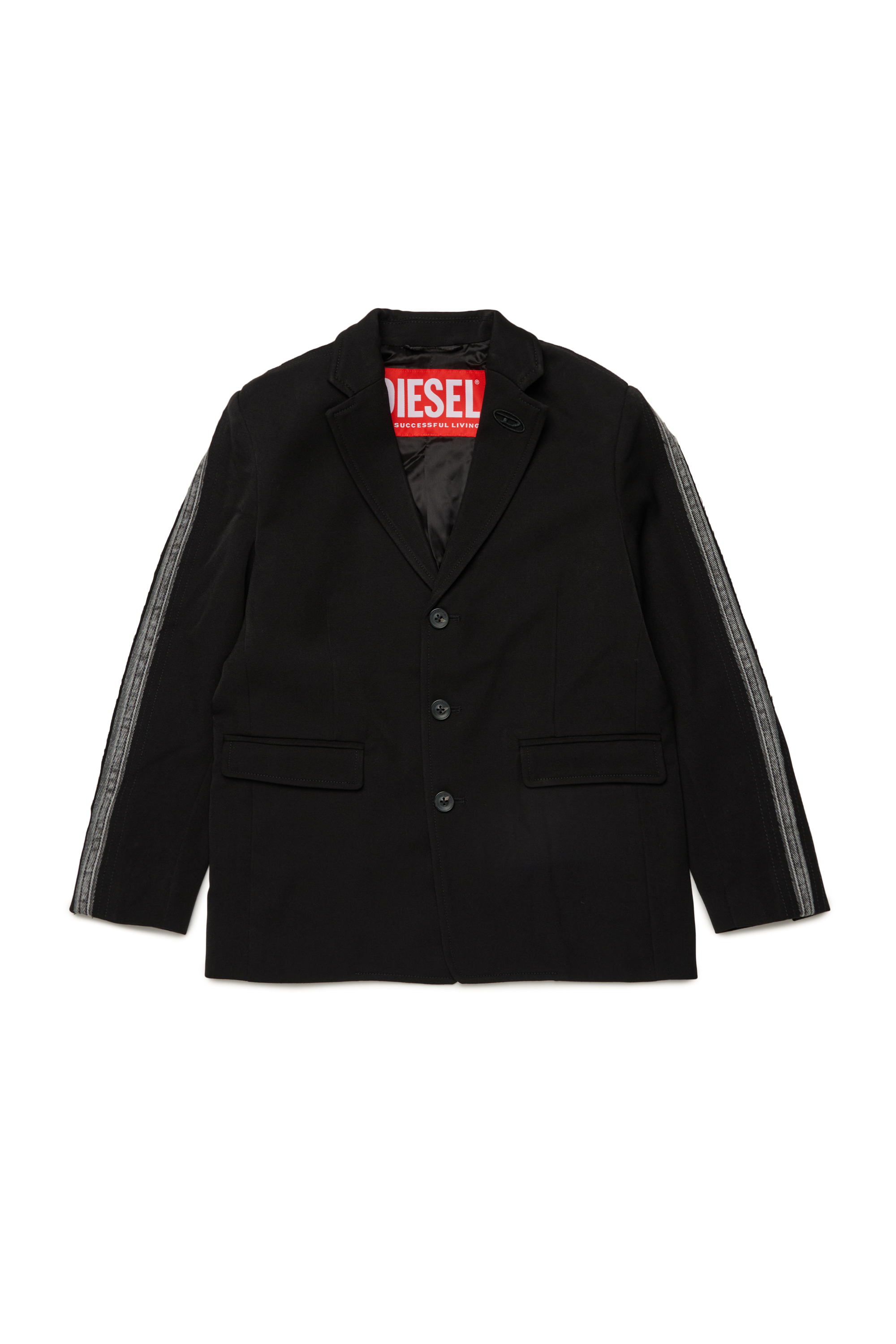 Diesel - JHIVO, Man's Viscose blazer with denim sleeve inserts in Black - 1