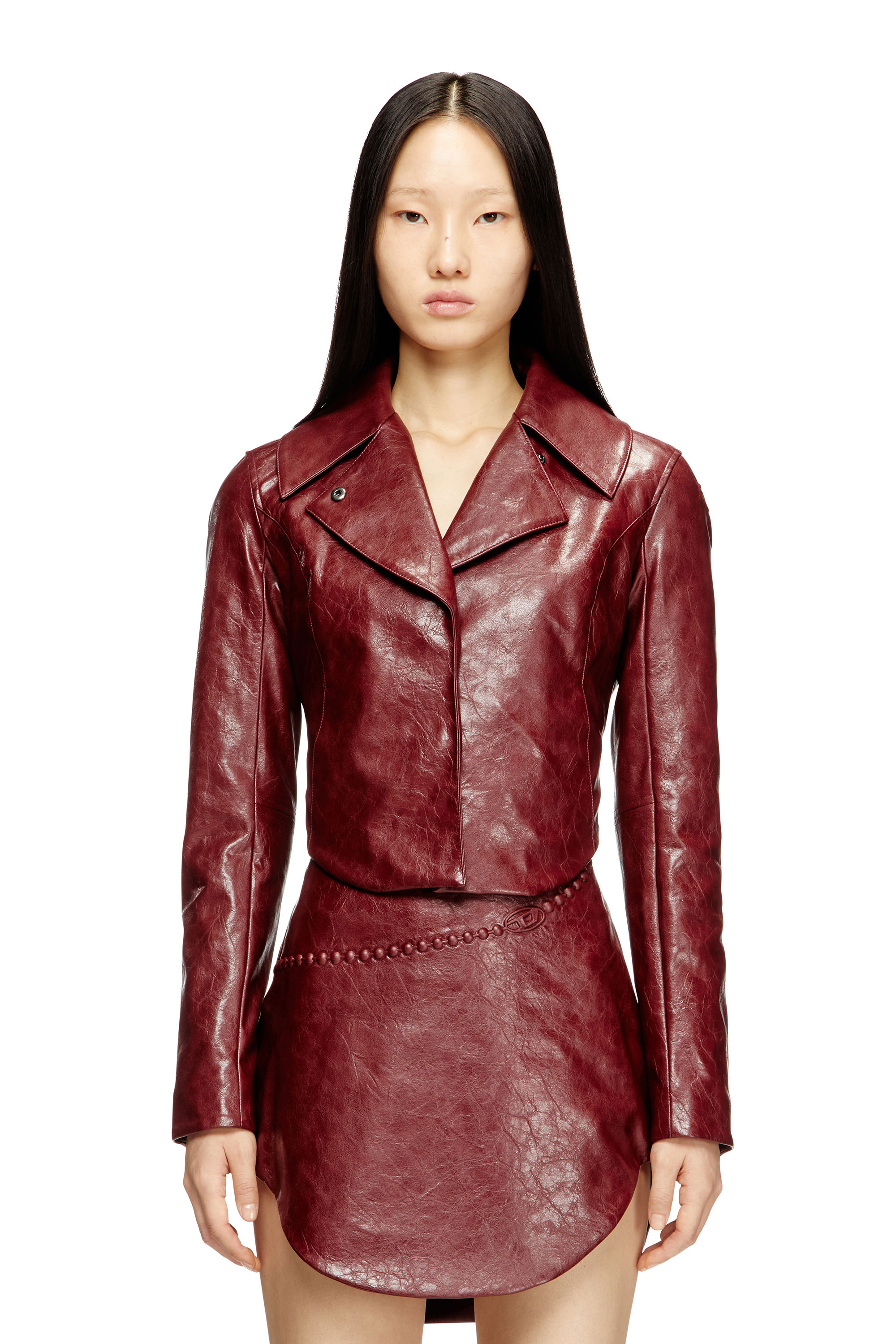 Diesel - G-AMECK, Veste ajustée en tissu enduit Femme in Rouge - 1