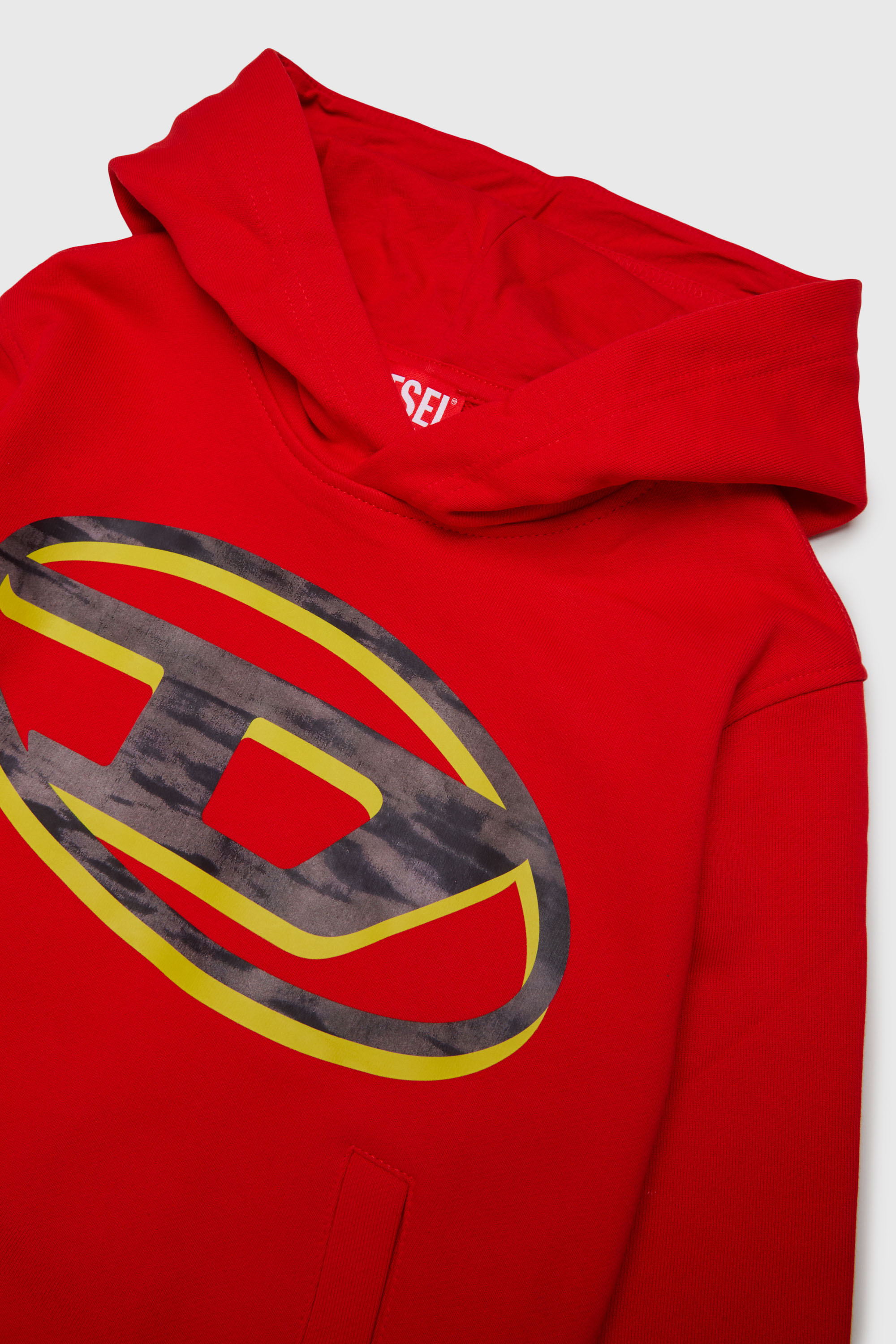 Diesel - SVELLYHOOD OVER, Sweat &agrave; capuche avec imprim&eacute; Oval D bicolore Homme in Rouge - 3