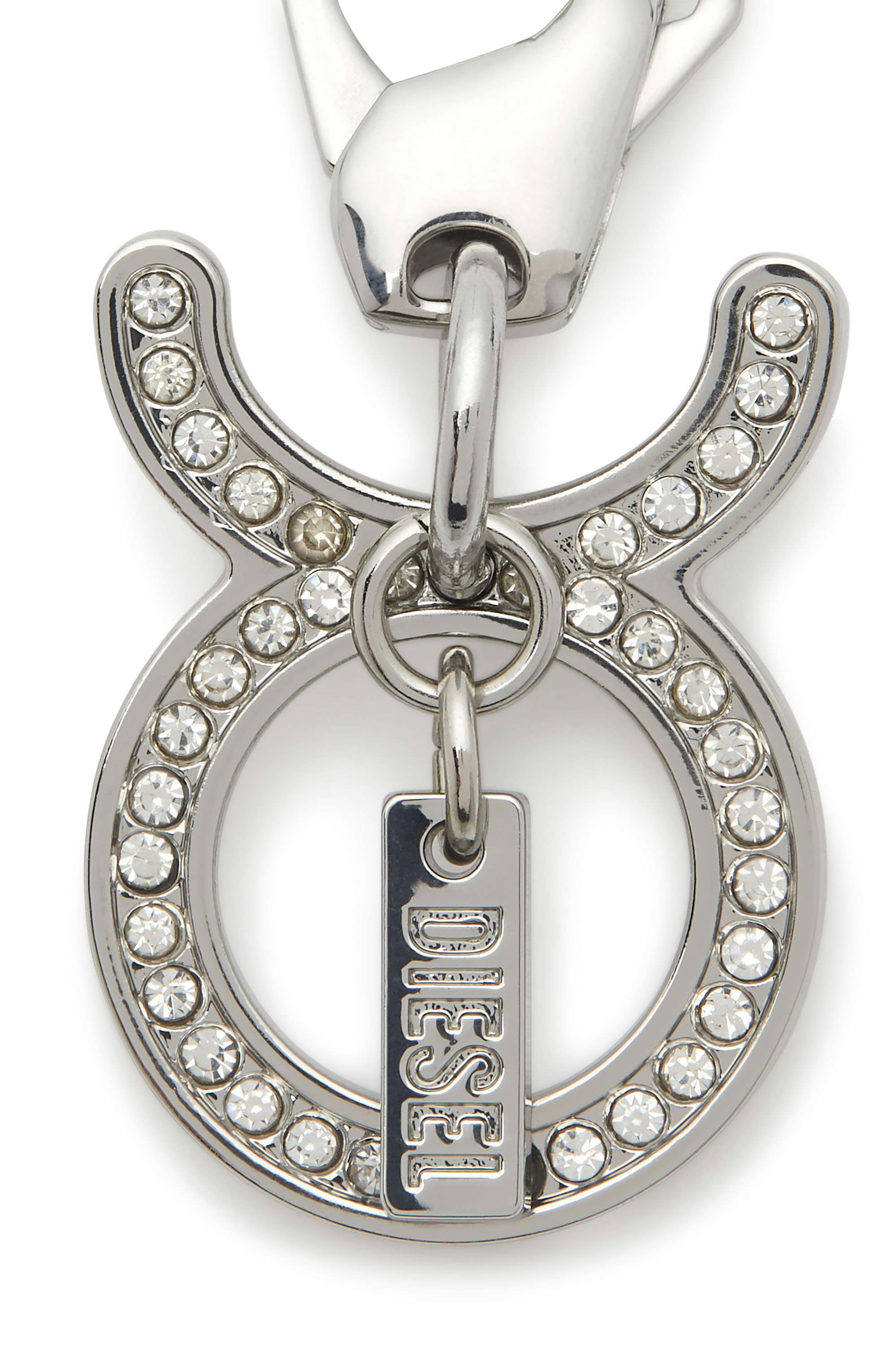 Diesel - CHARM TAURUS, Pendentif Taureau en métal avec strass Mixte in Gris argenté - 2