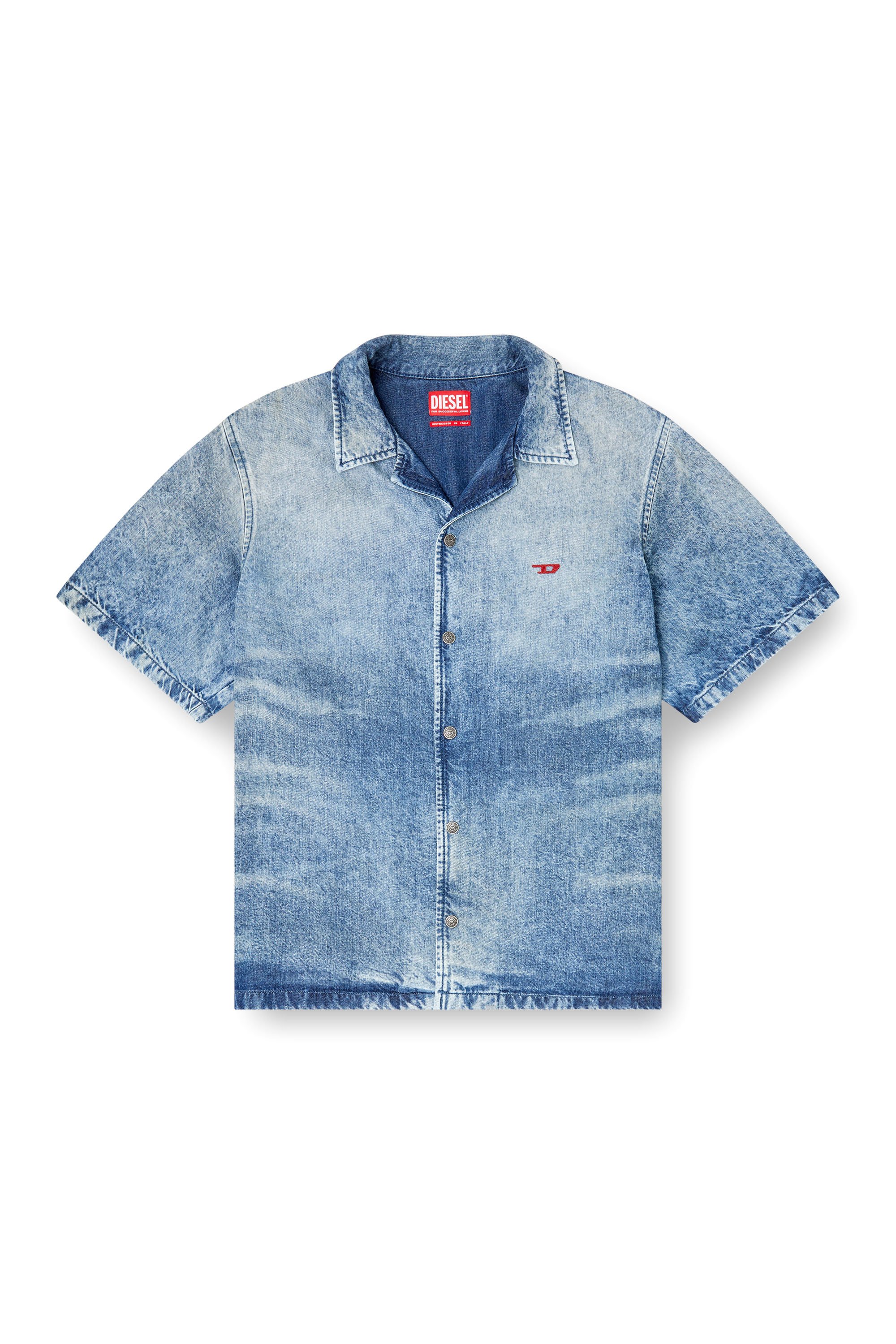 Diesel - D-NABIL-FSG, Chemise bowling en denim vieilli Homme in Bleu - 3