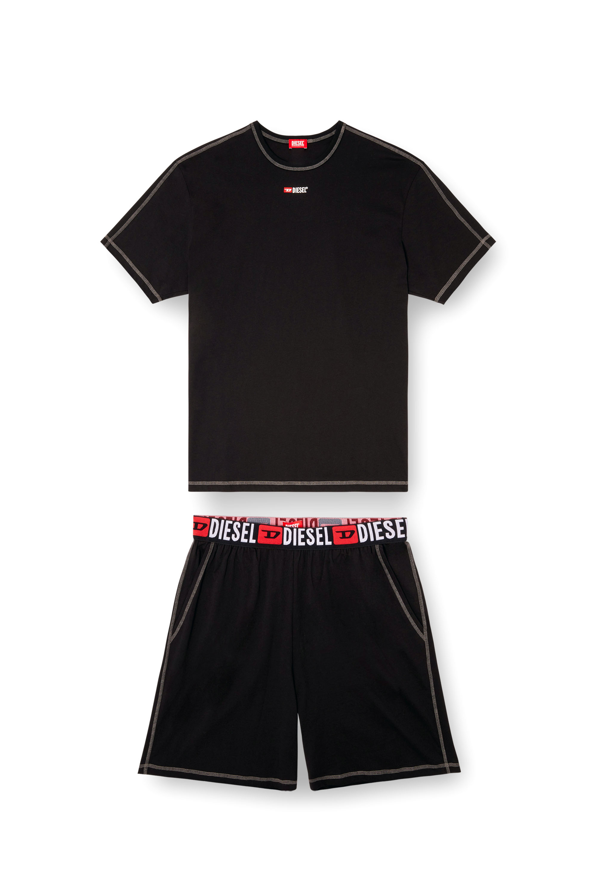 Diesel - SET-ADAM-D-CORE, Pyjama court en jersey de coton Homme in Noir - 2
