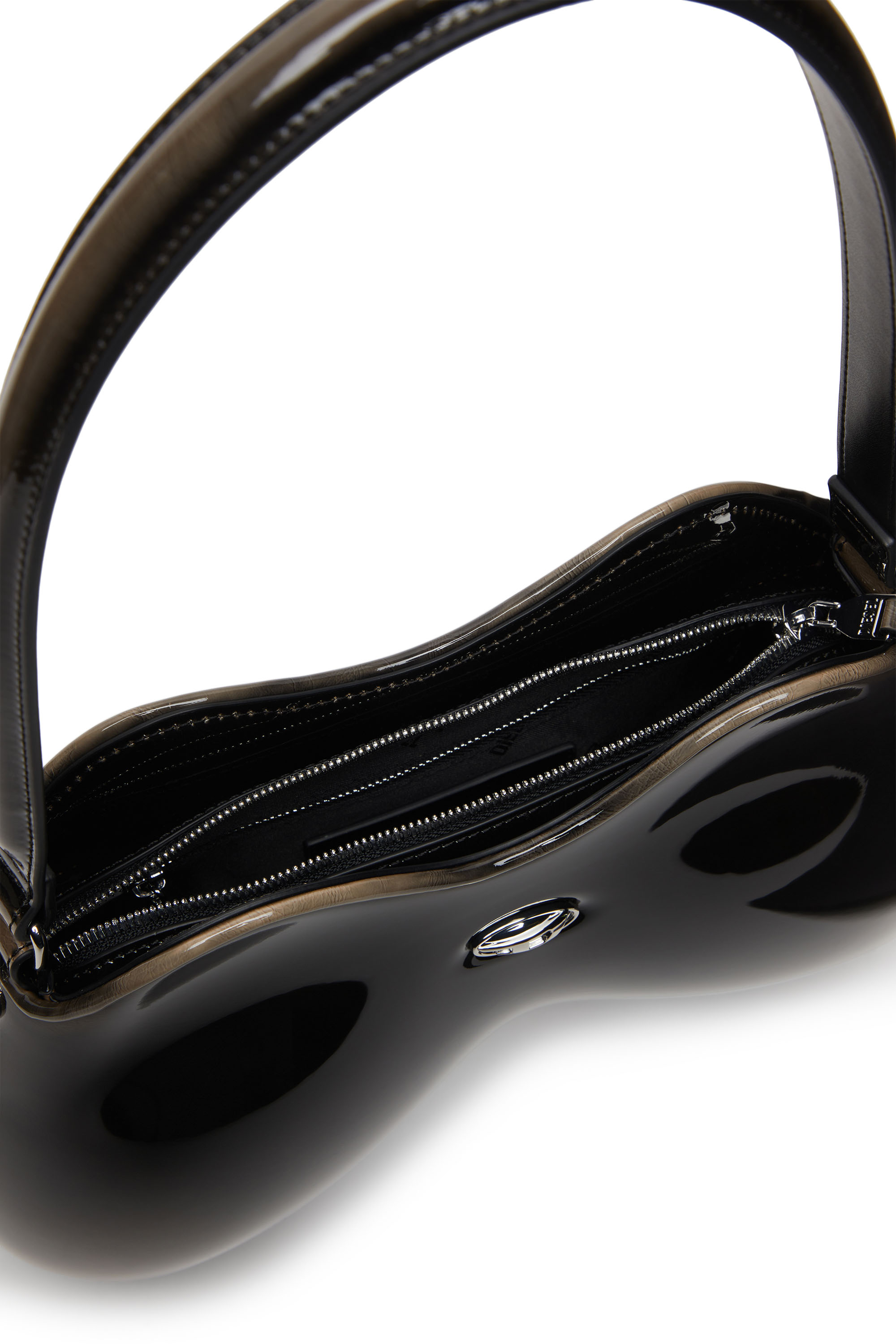 Diesel - DOUBLE-D SHOULDER, Double-D-Sac épaule rigide en PU brillant dégradé Femme in Noir - 3