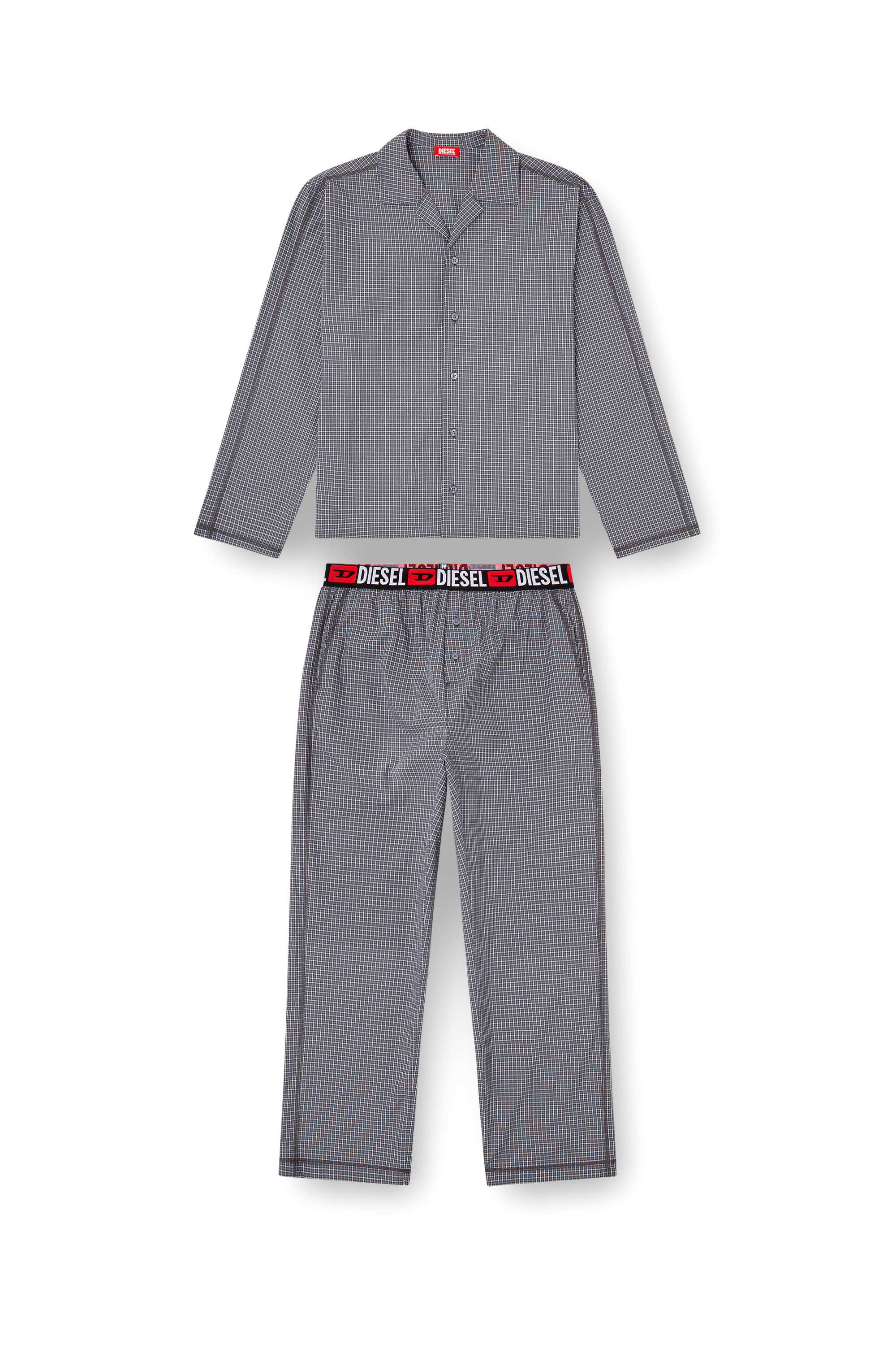 Diesel - SET-PAUL-D-CORE, Pyjama en coton à carreaux Homme in Gris - 2