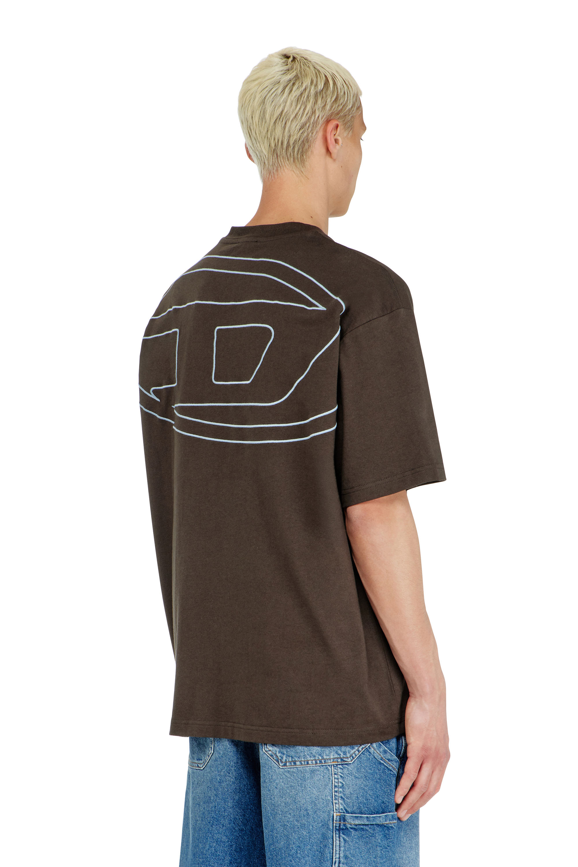 Diesel - T-BOGGY-MEGOVAL-D, T-shirt avec maxi oval D brod&eacute; Homme in Marron - 4