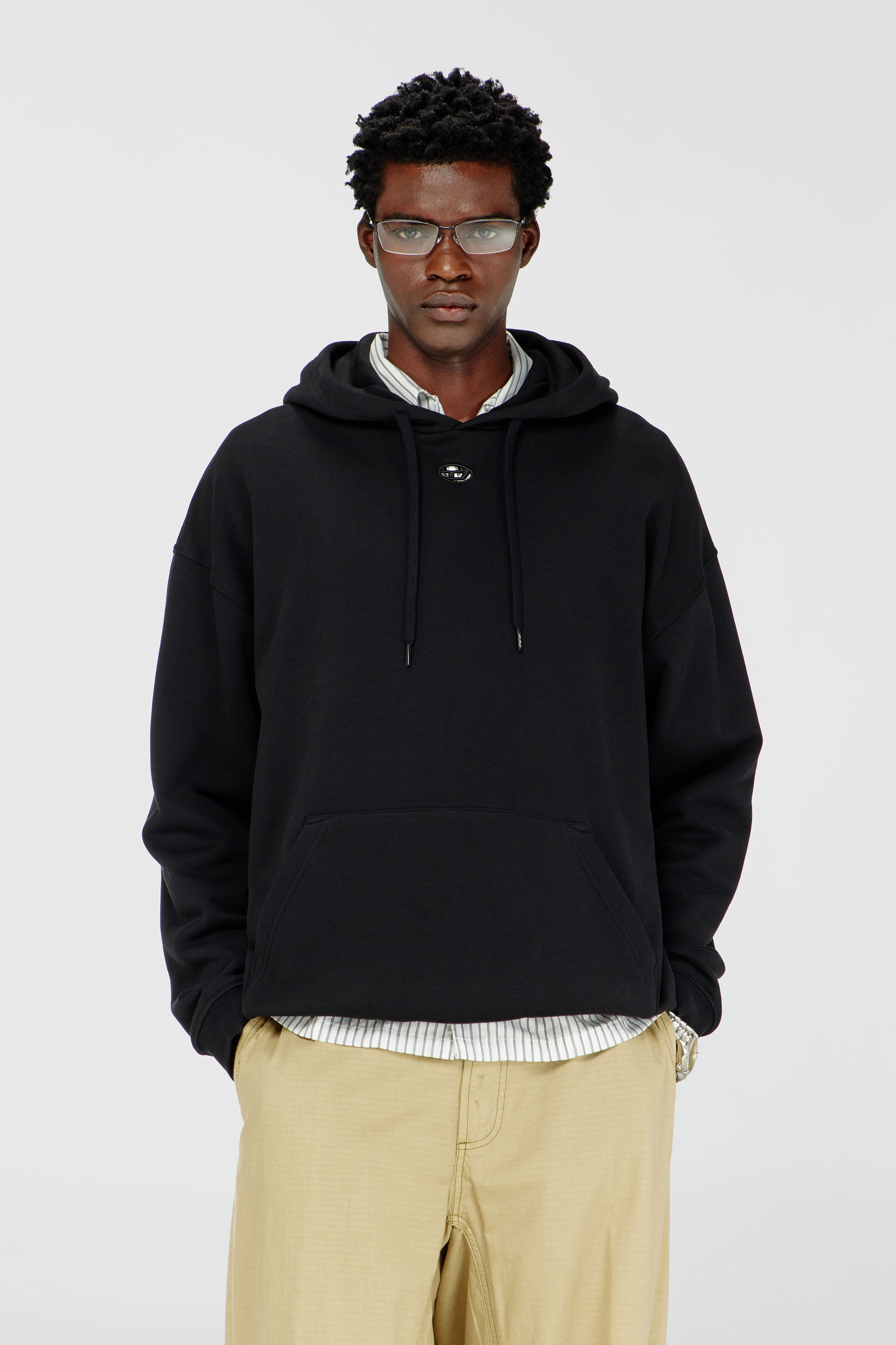 Diesel - S-BOXT-HOOD-DCO, Sweat &agrave; coupe d&eacute;contract&eacute;e avec poche kangourou Homme in Noir - 3