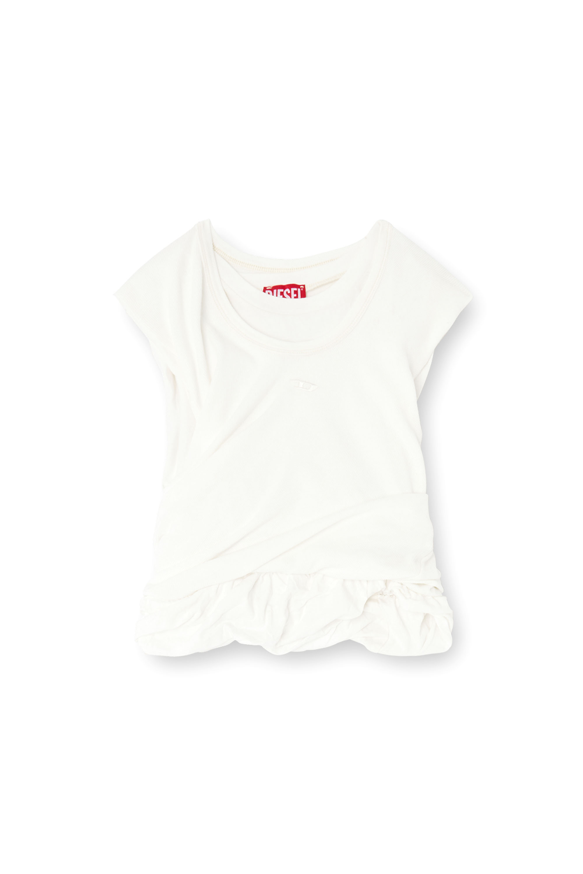 Diesel - T-WISHER-RIB-PL, D&eacute;bardeur fronc&eacute; en jersey double &eacute;paisseur Femme in Blanc - 4