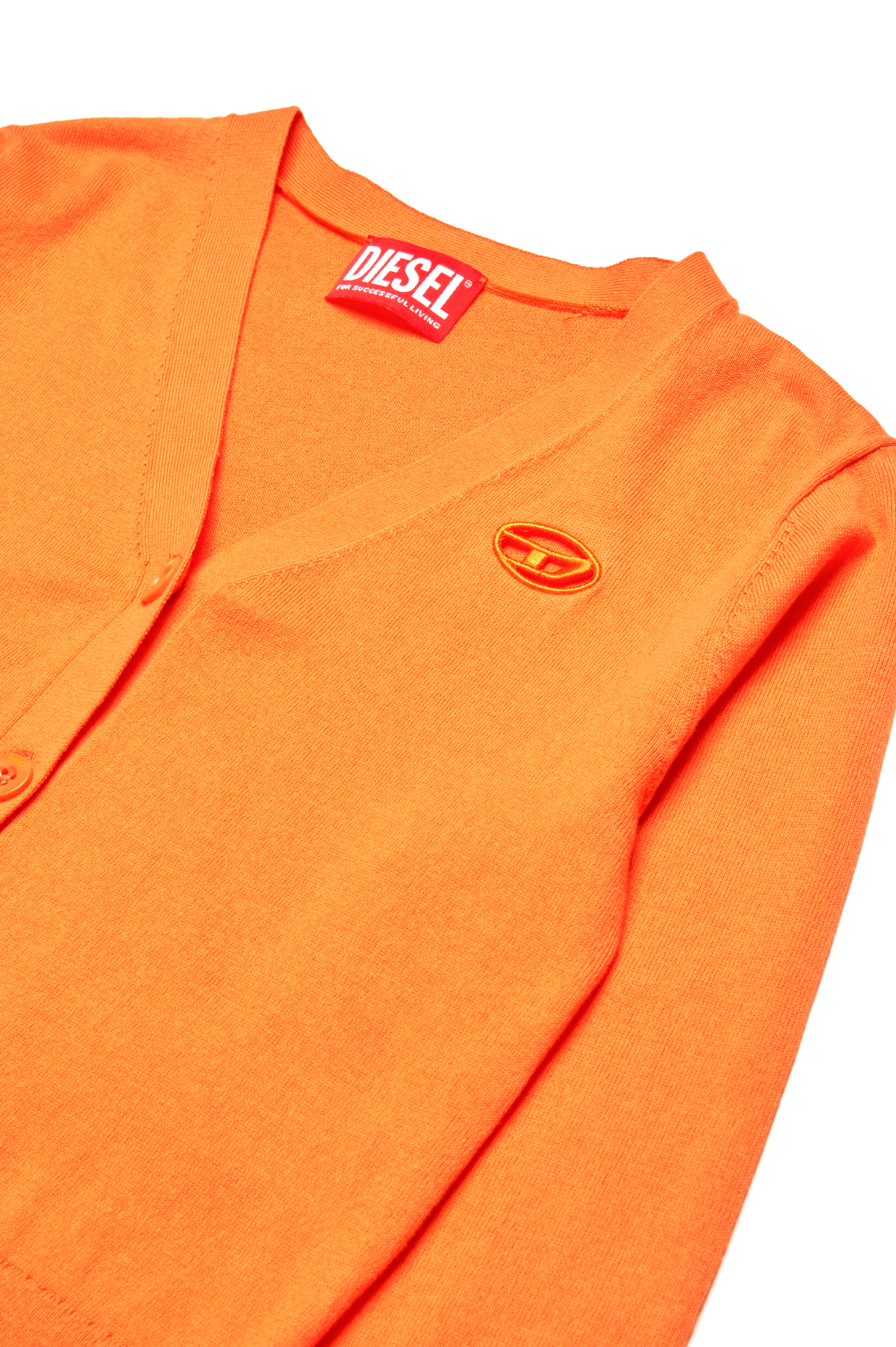 Diesel - KMARTE, Woman's Cardigan with cut-out Oval D logo in Orange - 3