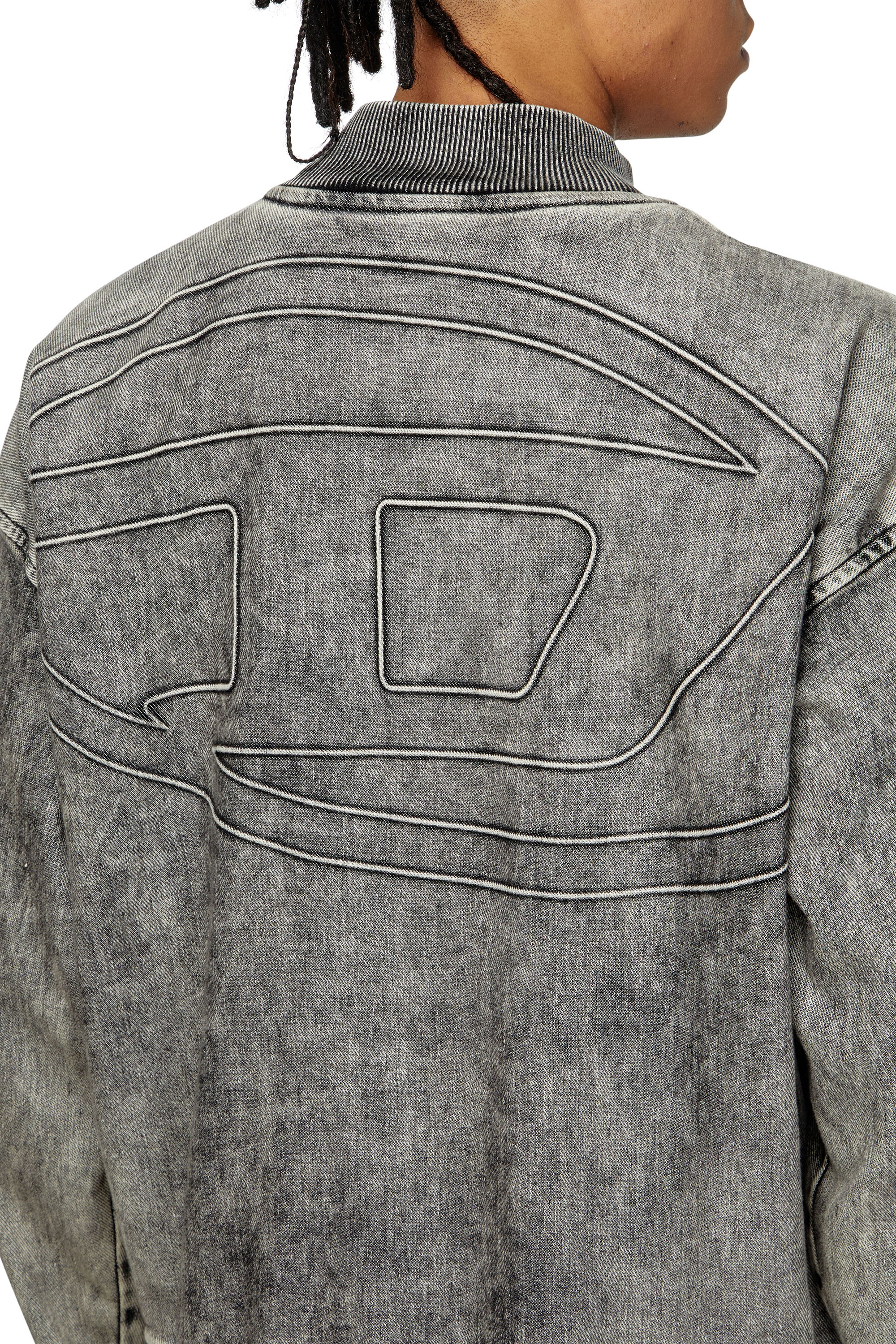 Diesel - D-CARLY-S TRACK, Pull zippé en Track Denim avec logo Oval D Mixte in Gris - 5