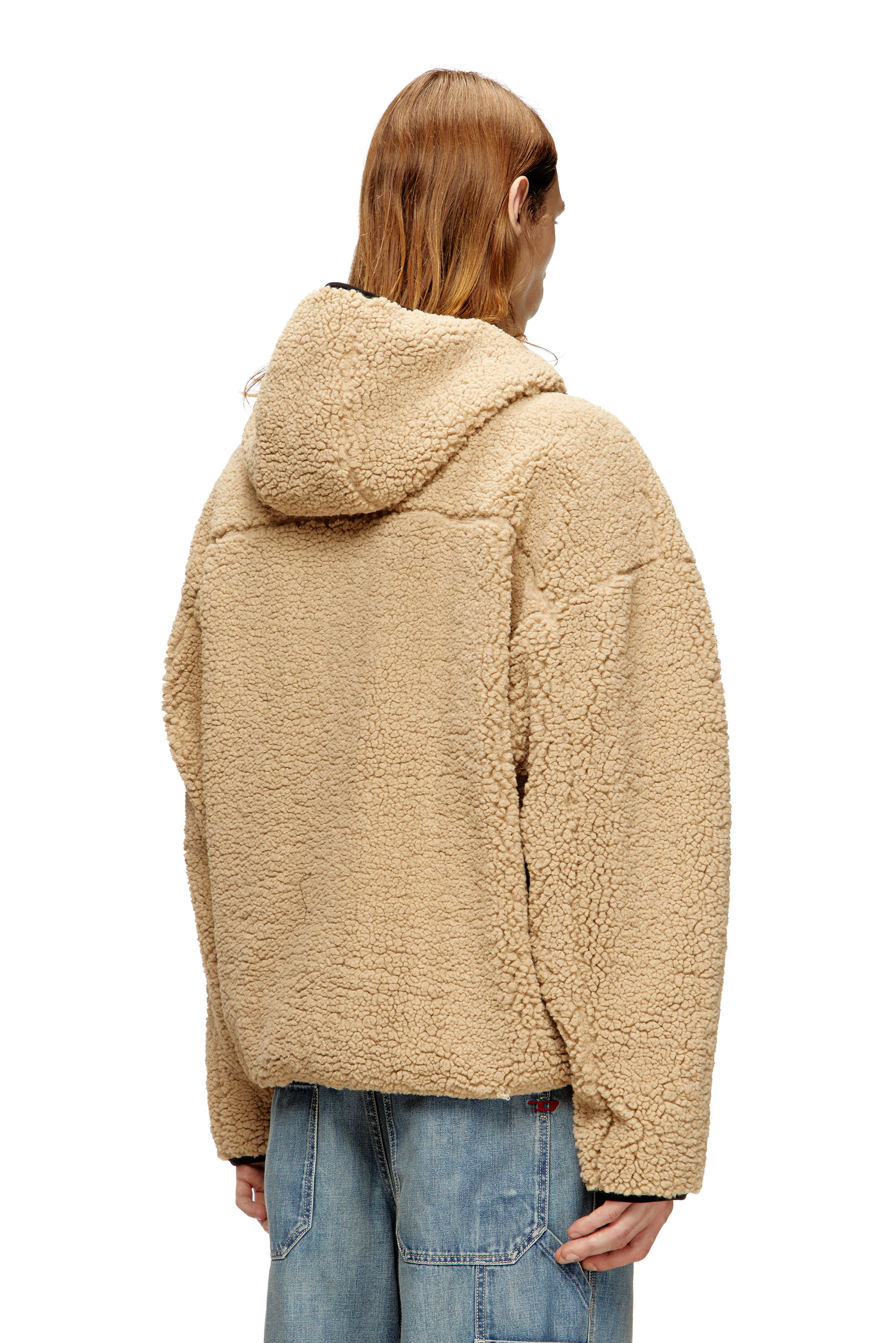 Diesel - S-ZAT, Veste à capuche en peluche Homme in Beige - 4