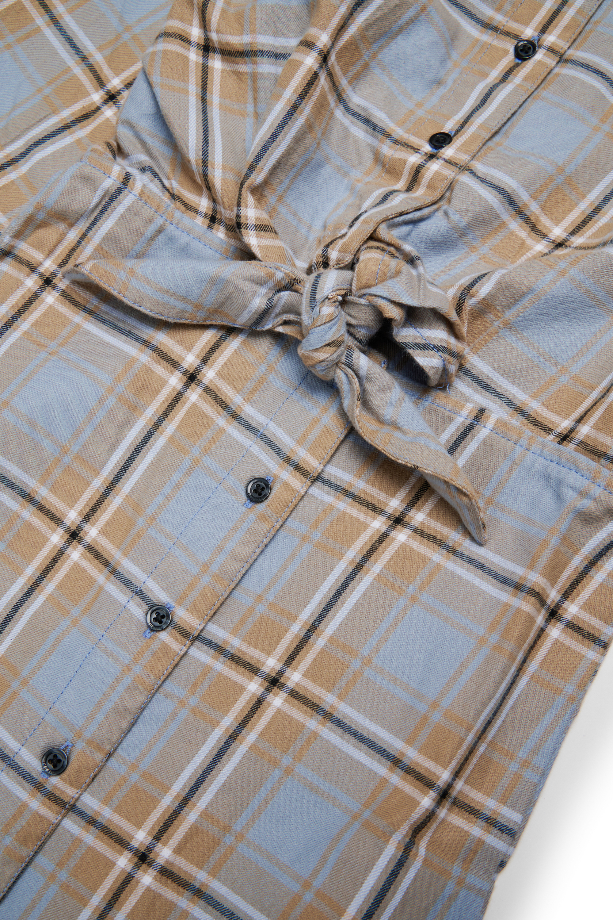 Diesel - DESUSANIS, Robe-chemise en coton &agrave; carreaux avec ceinture nou&eacute;e Femme in Polychrome - 4