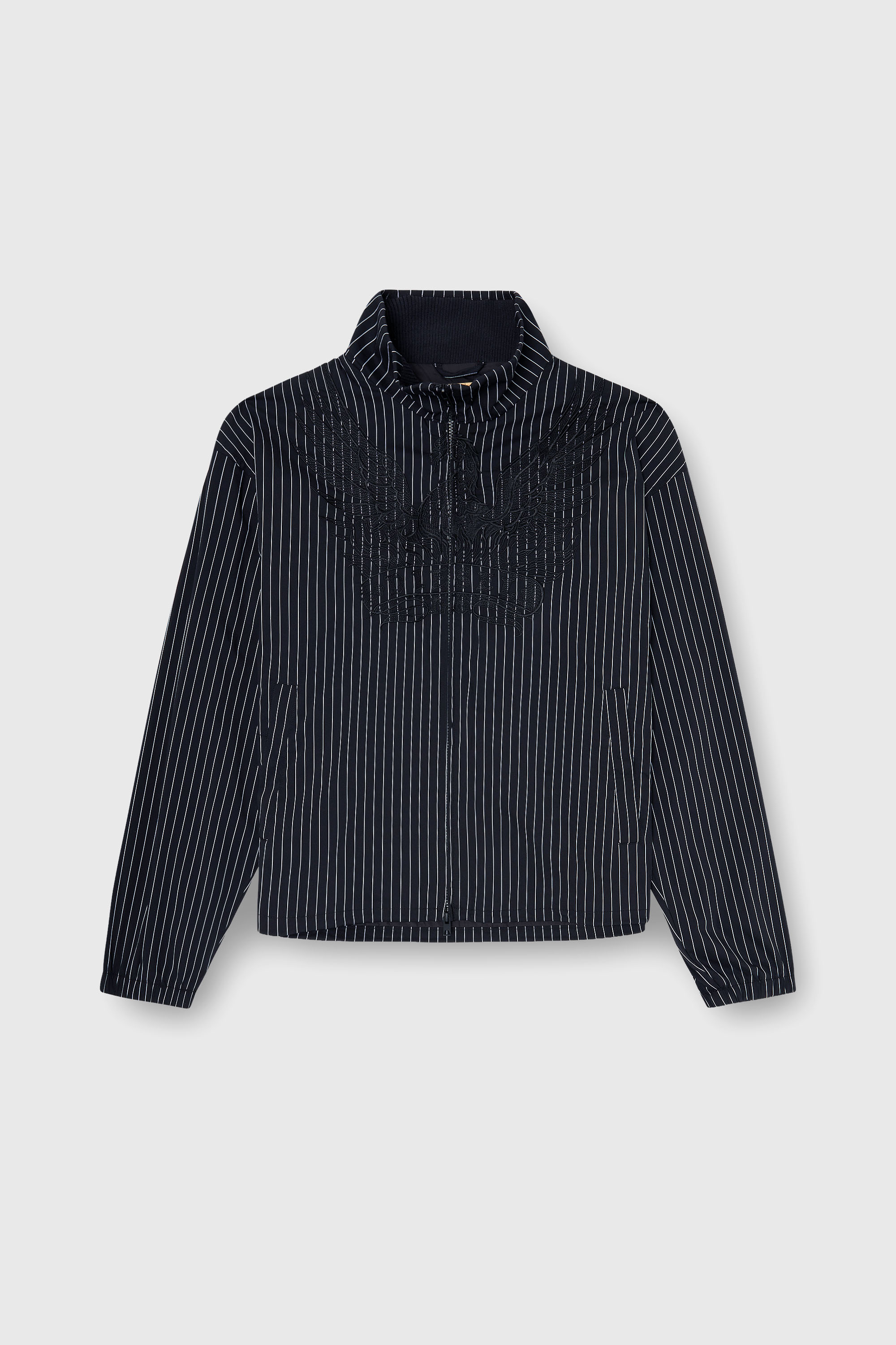 Diesel - J-CORSAR-NJCA, Man's Nylon pinstripe Jacket with Phoenix embroidery in Black - 2
