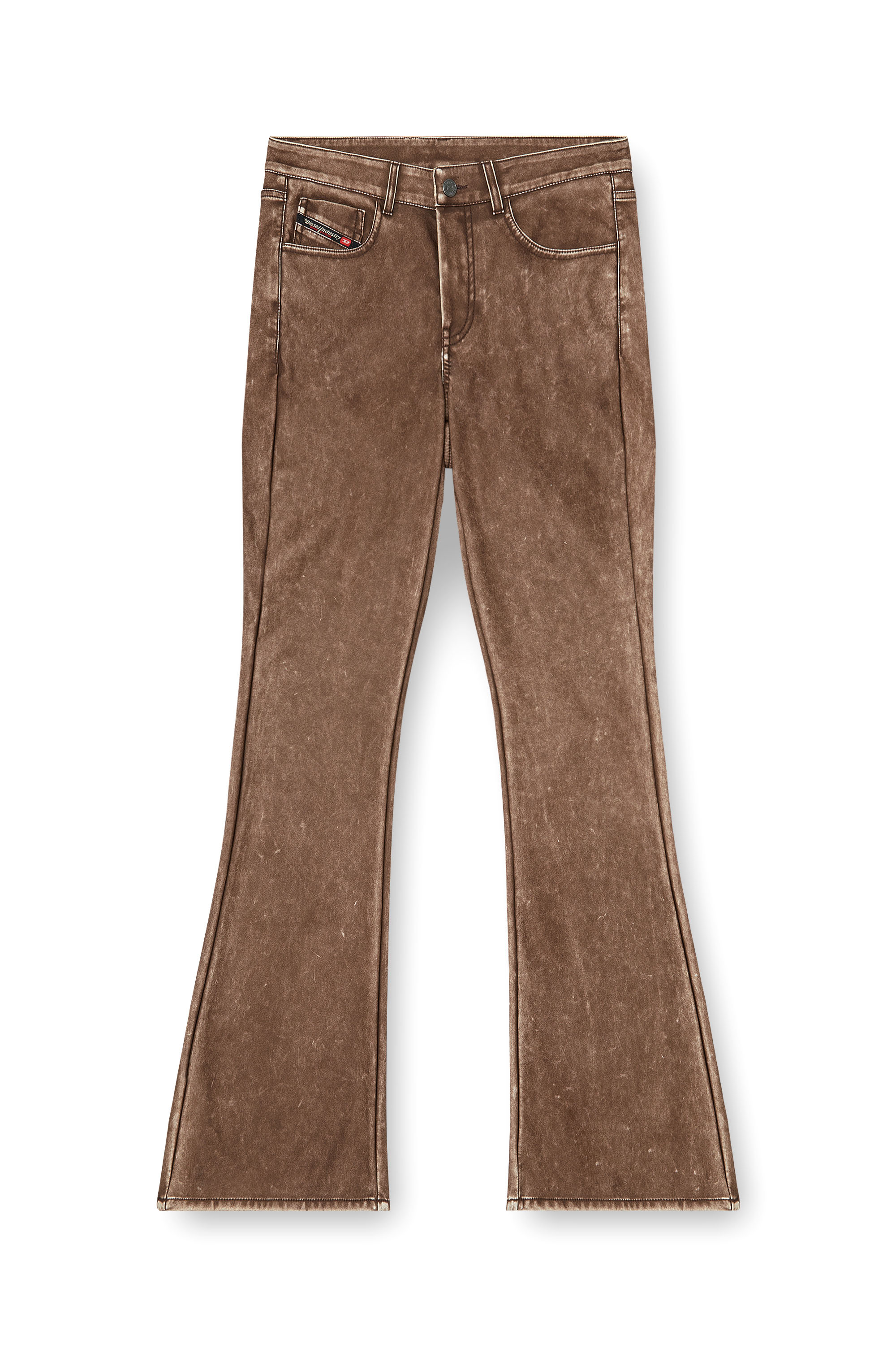 Diesel - P-STELLAR-S1, Pantalon bootcut en tissu enduit trait&eacute; Femme in Marron - 2