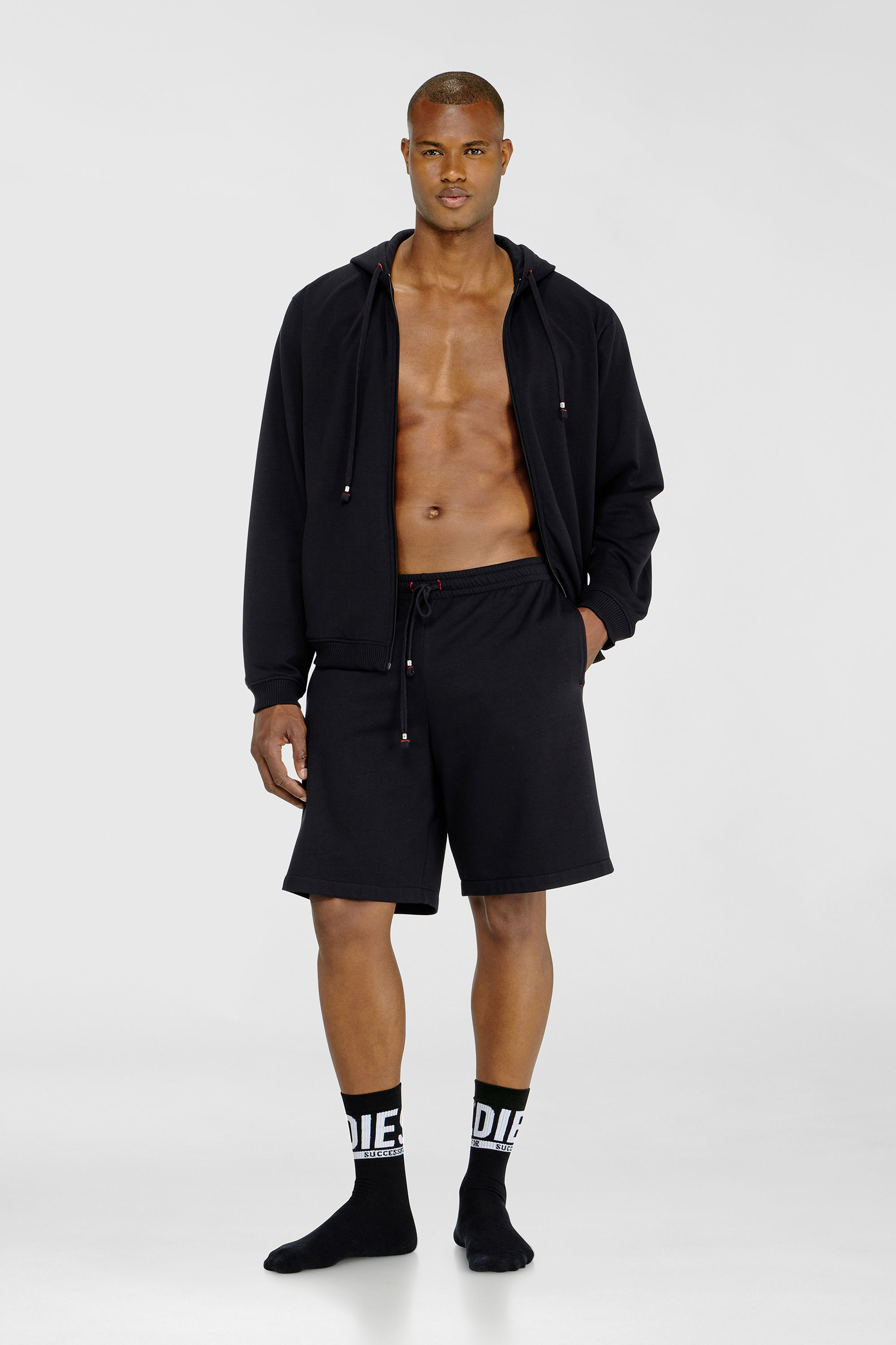 Diesel - LUCAS-D-CORE, Short en m&eacute;lange de coton gratt&eacute; Homme in Noir - 3