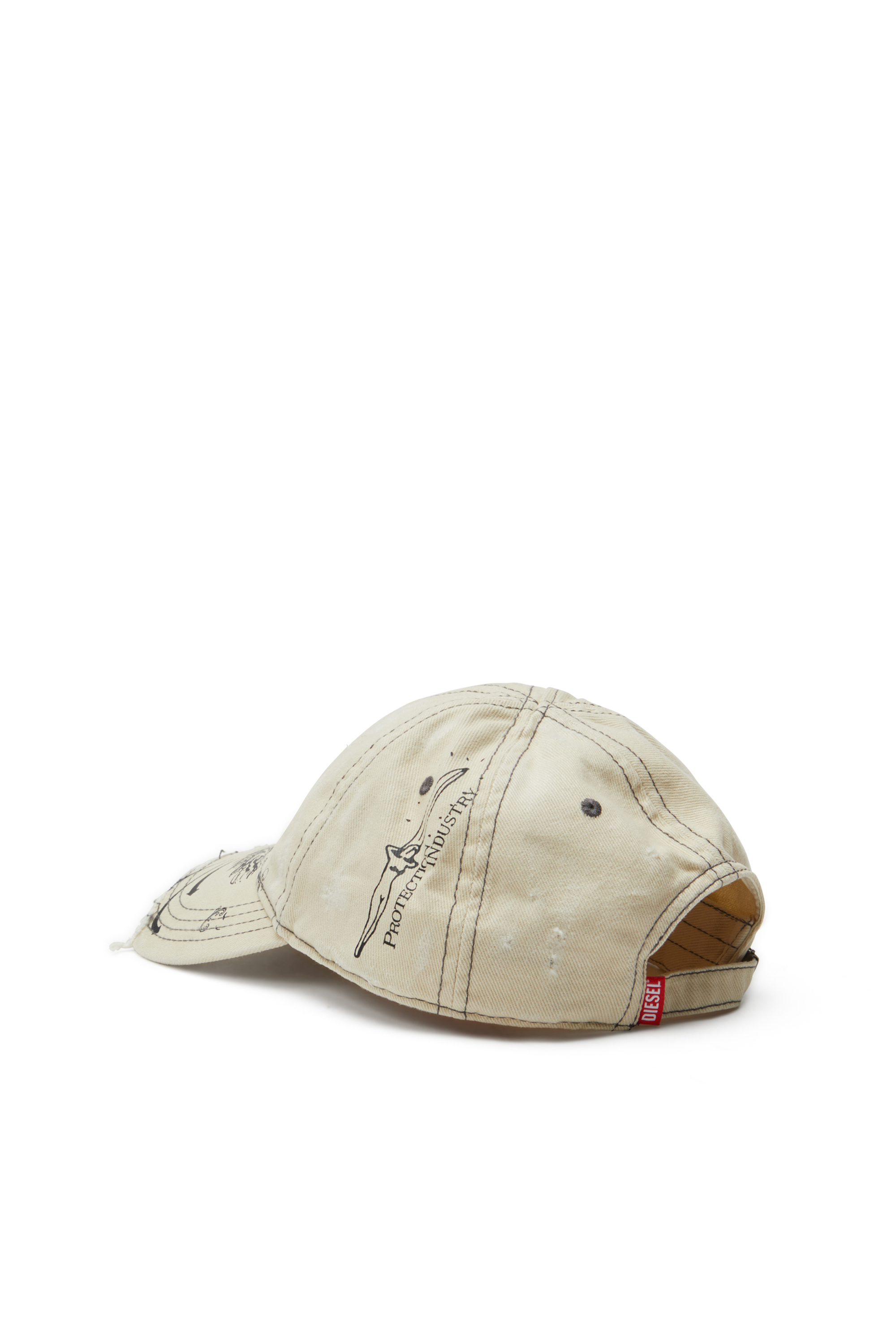 Diesel - C-FENIX, Casquette de baseball effet vieilli avec imprimé du phénix Homme in Blanc - 2