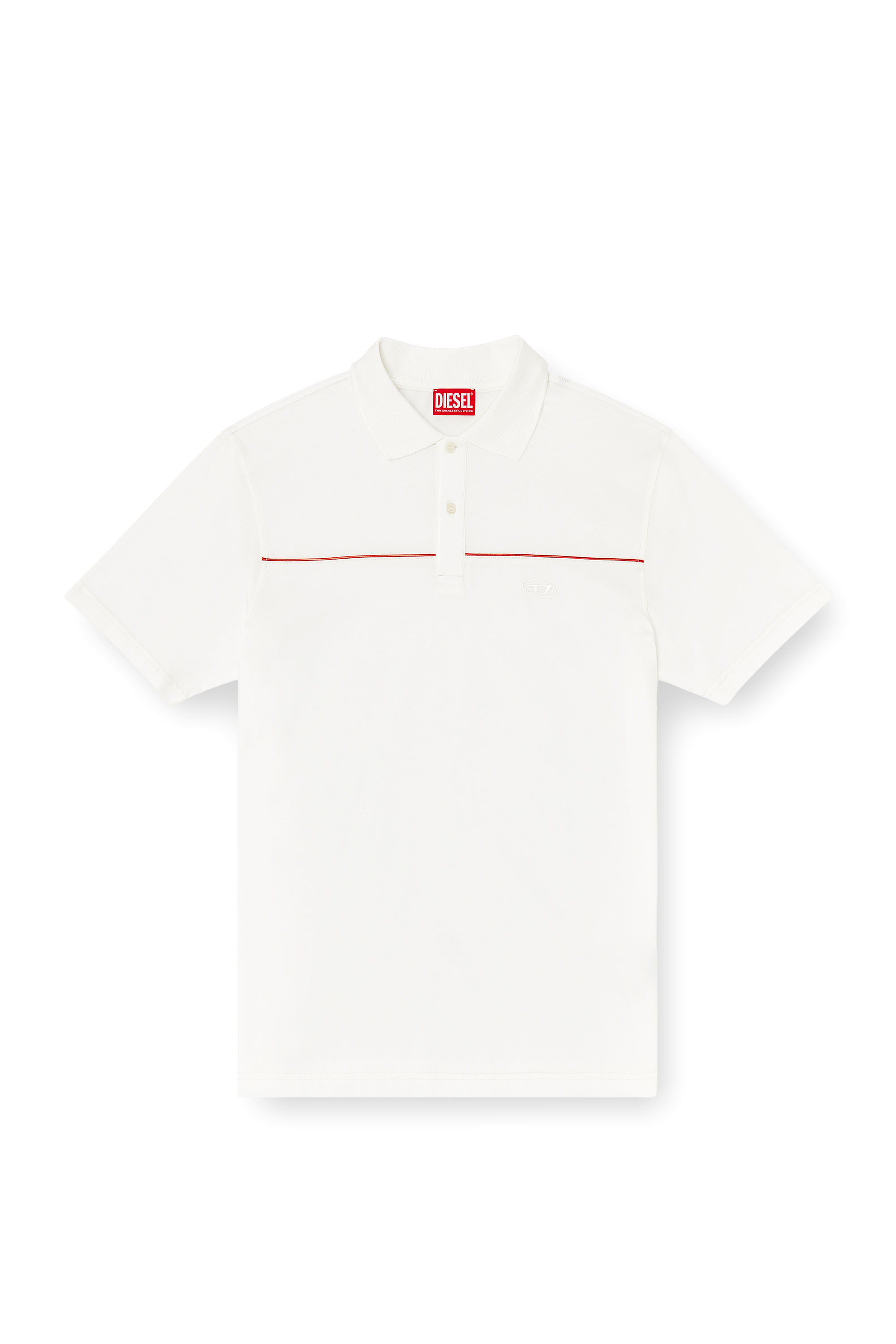 Diesel - T-REJUST-PIPING, Polo avec passepoil contrastant Homme in Blanc - 3