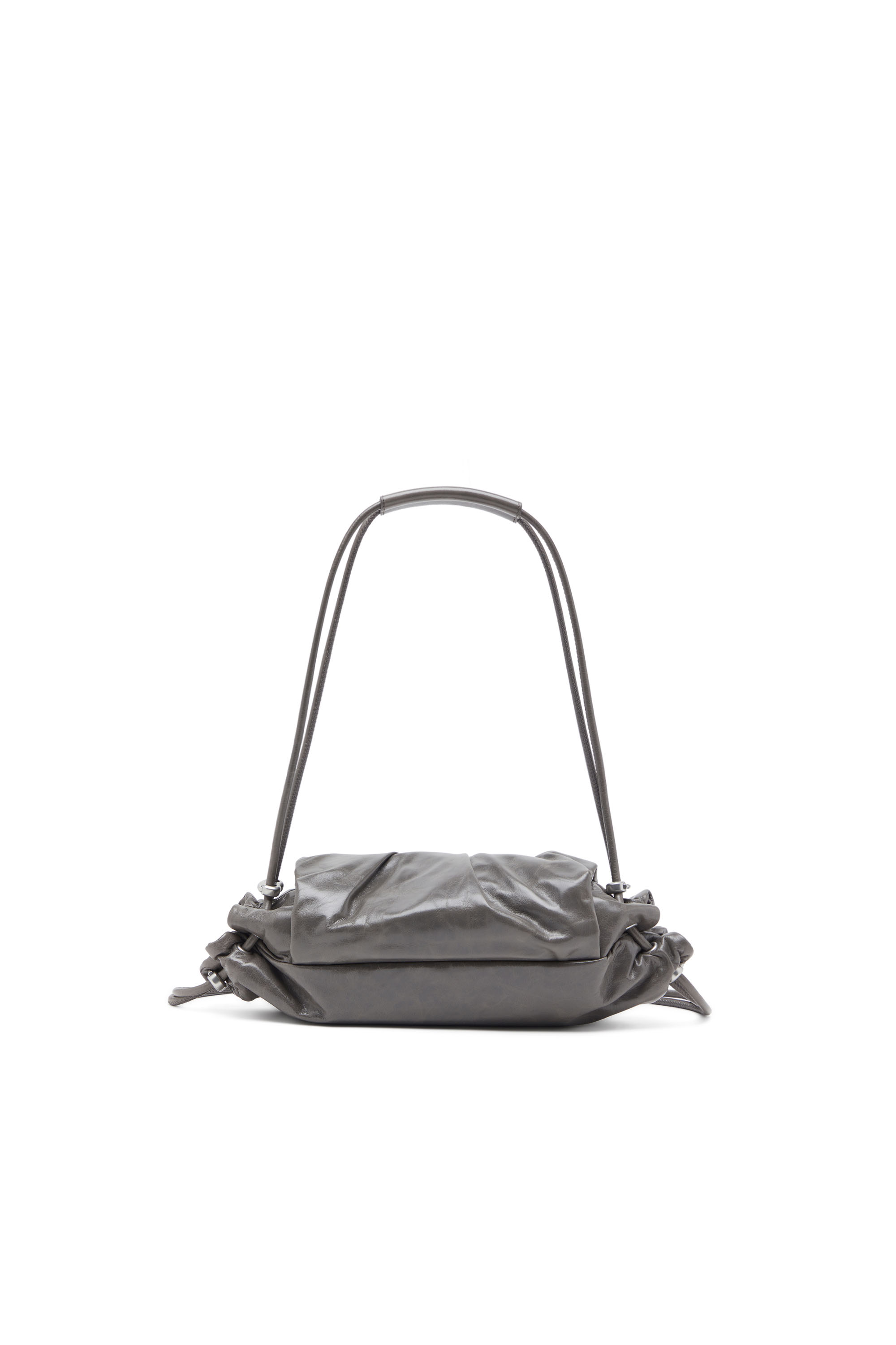 Diesel - SCRUNCH-D SHOULDER S, Scrunch-D S-Sac à bandoulière en cuir froissé Femme in Gris - 2