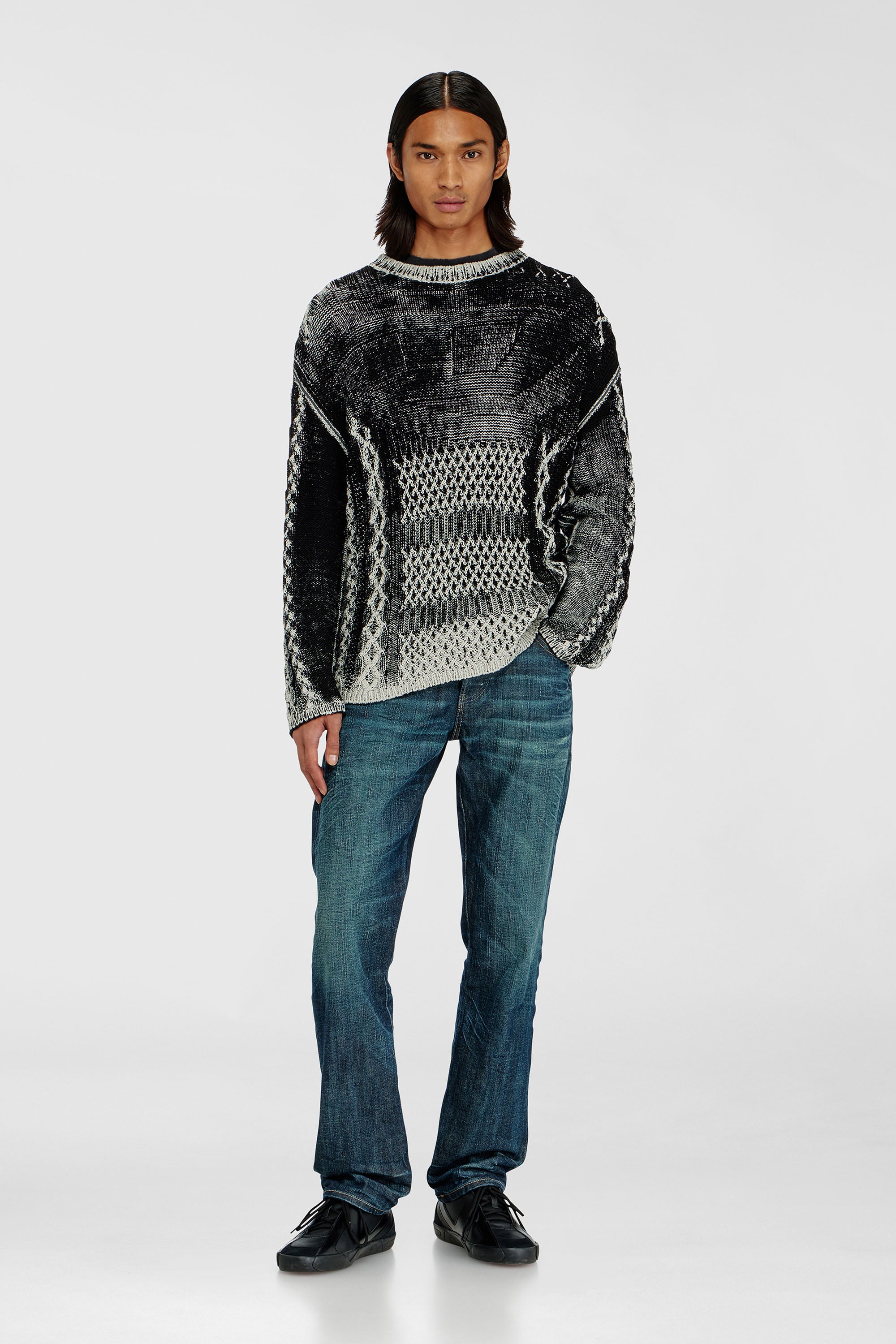 Diesel - K-MIONE, Pull trait&eacute; en maille torsad&eacute;e Homme in Polychrome - 2