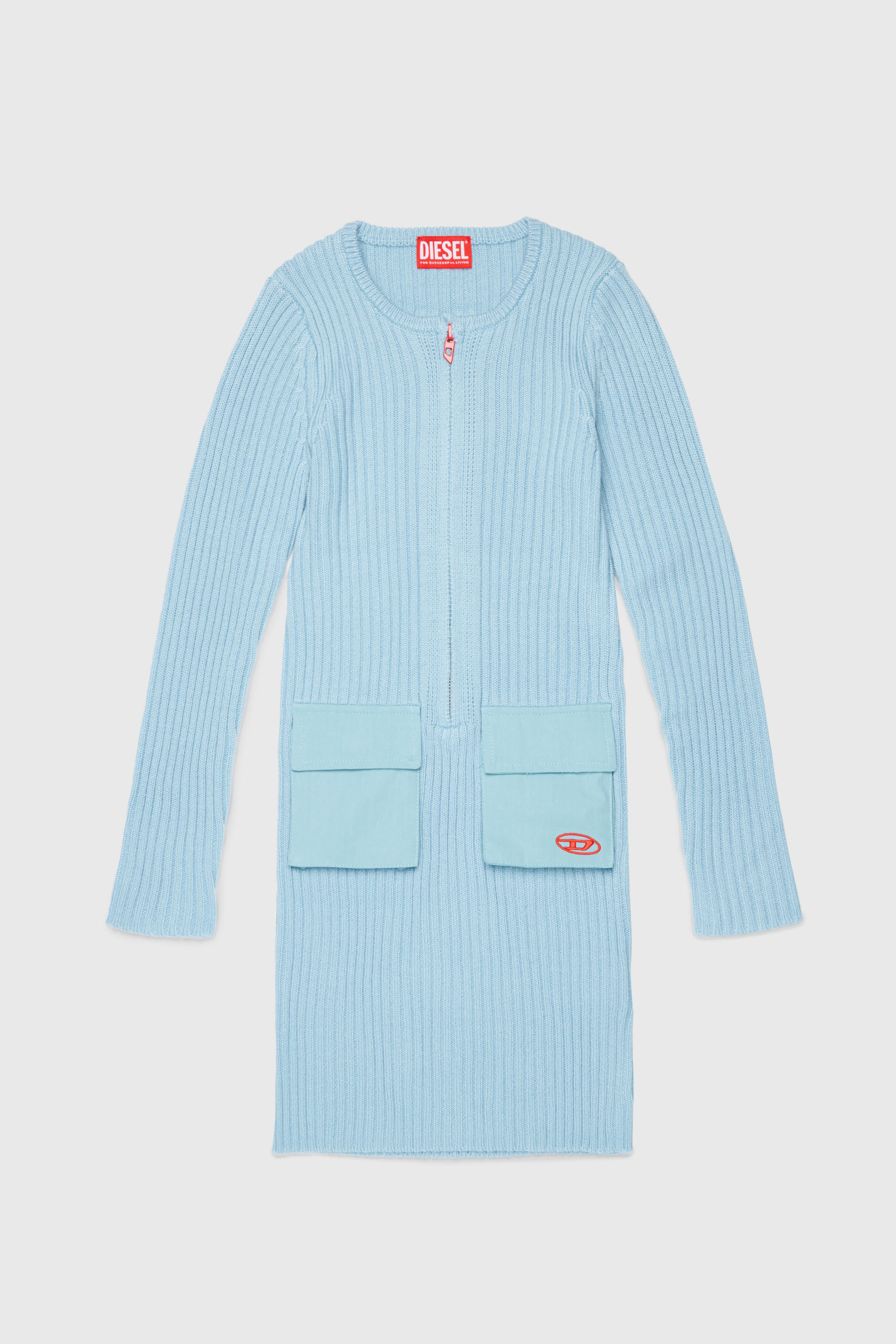 Diesel - DAMMY, Robe midi en maille c&ocirc;tel&eacute;e avec poches utility Femme in ToBeDefined - 1