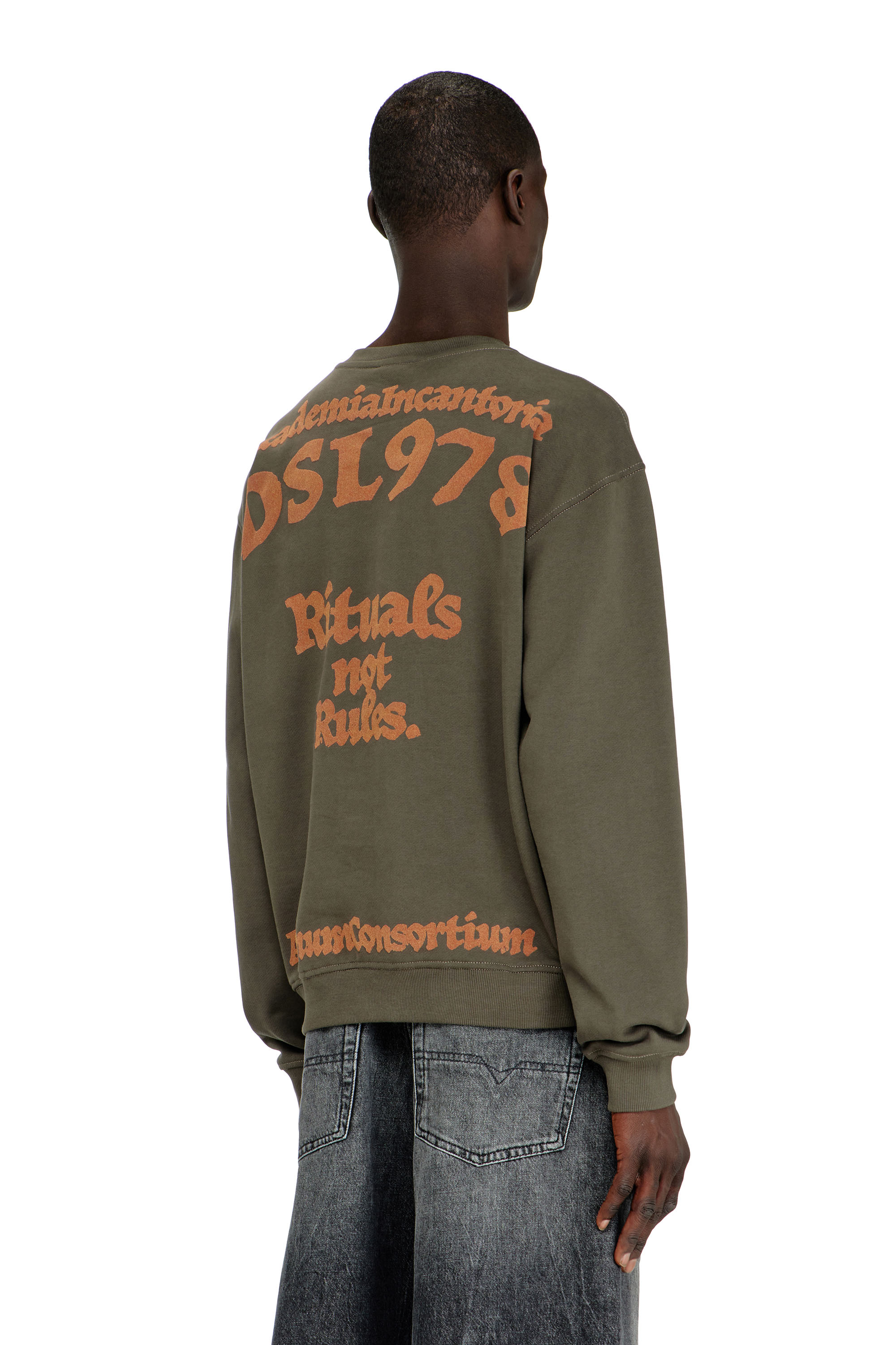 Diesel - S-NORM-AA4, Sweat-shirt avec broderie et imprim&eacute; flock Homme in Vert - 4