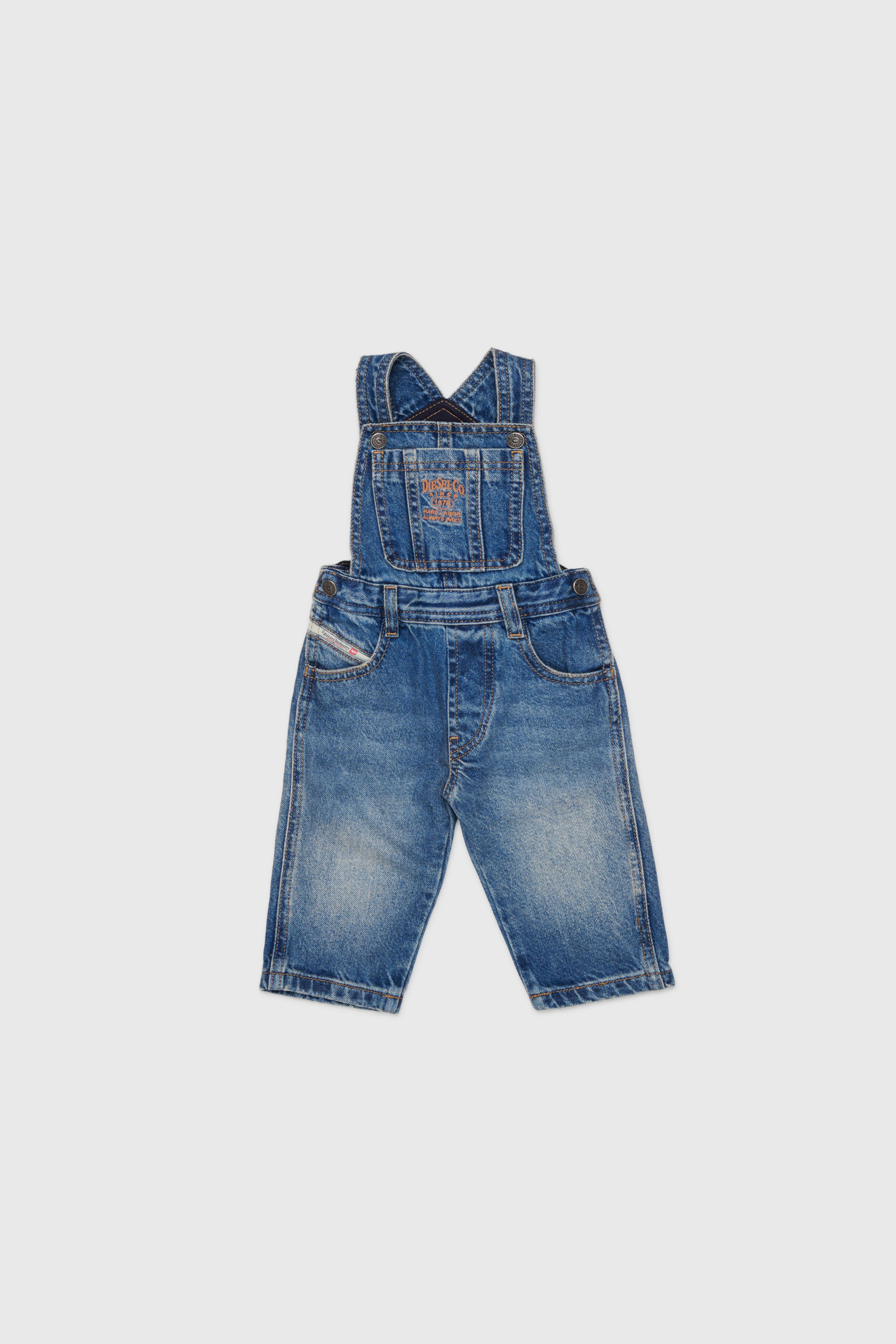 Diesel - JARYB, Salopette en denim avec broderie logo Mixte in Bleu - 1