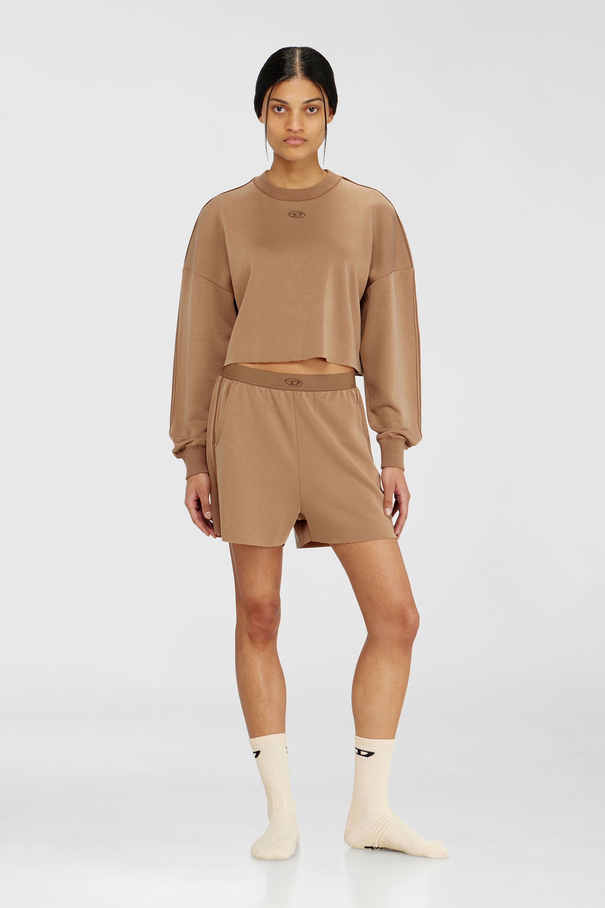 Diesel - MARTHA-UTLT, Short en scuba stretch l&eacute;ger Femme in Marron - 2