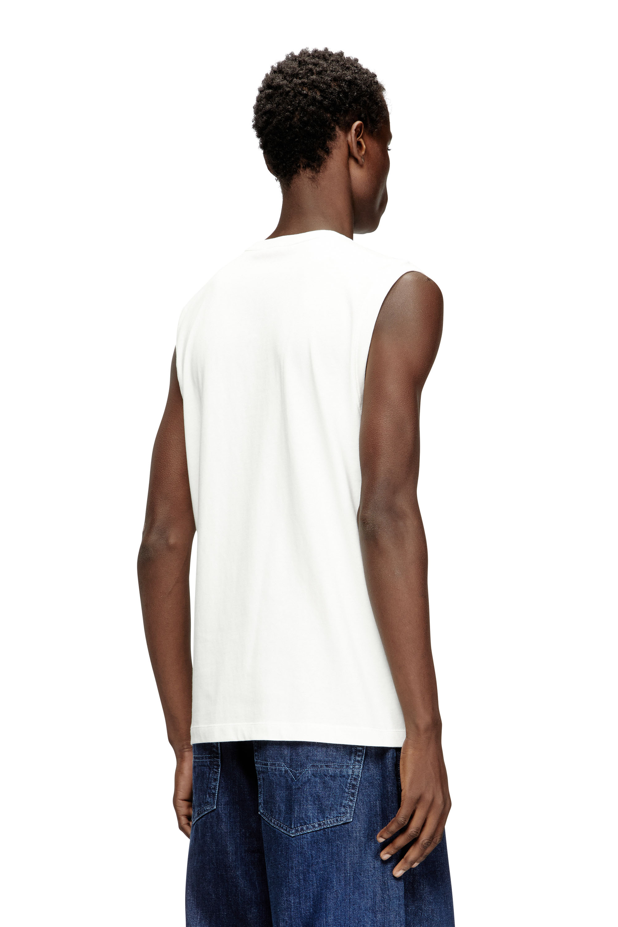 Diesel - T-BISCO-IOD, Haut en coton sans manches avec Ovale D métallique Homme in Blanc - 4