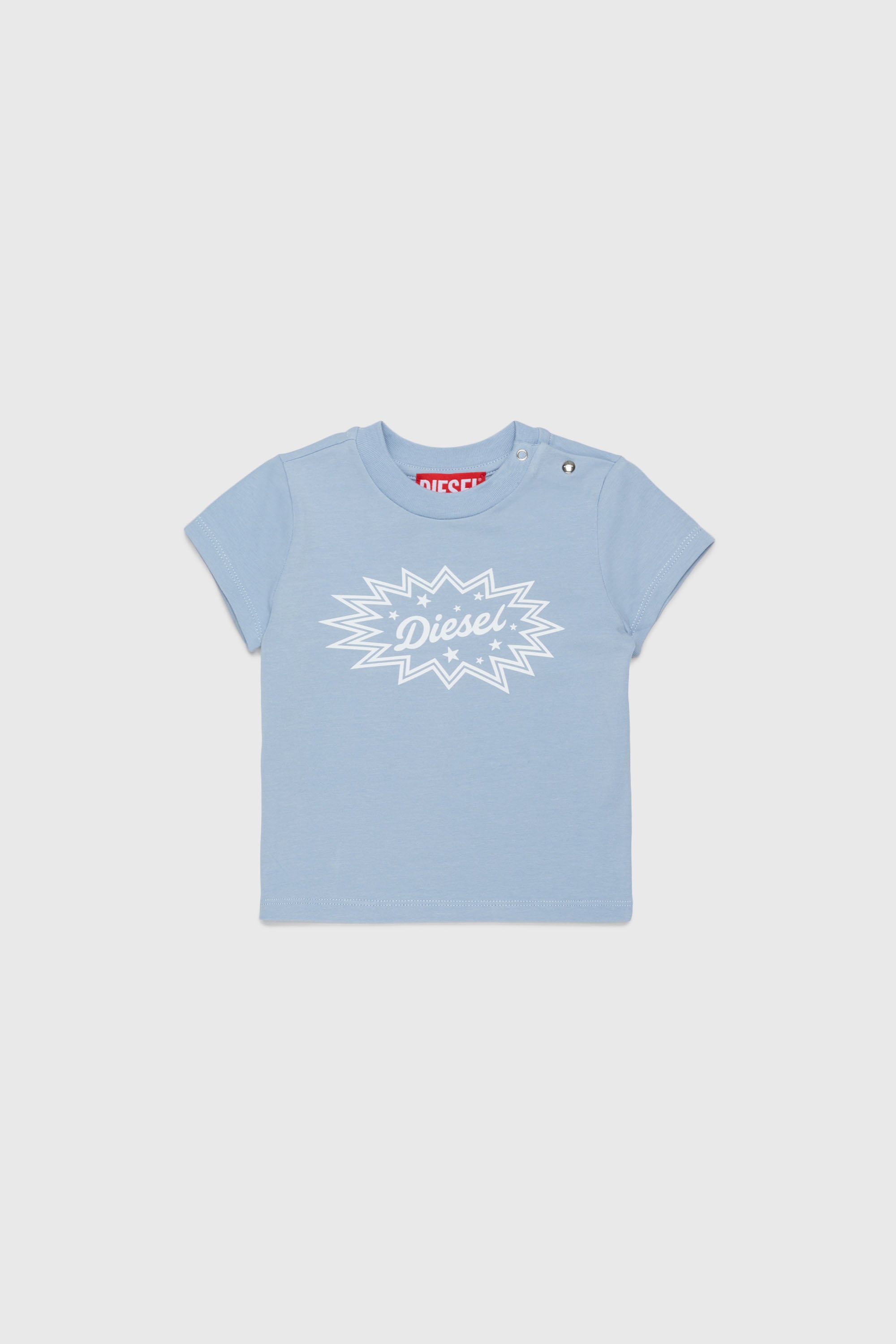 Diesel - TFUMCB, T-shirt en coton stretch avec logo starburst imprim&eacute; Femme in Bleu - 1