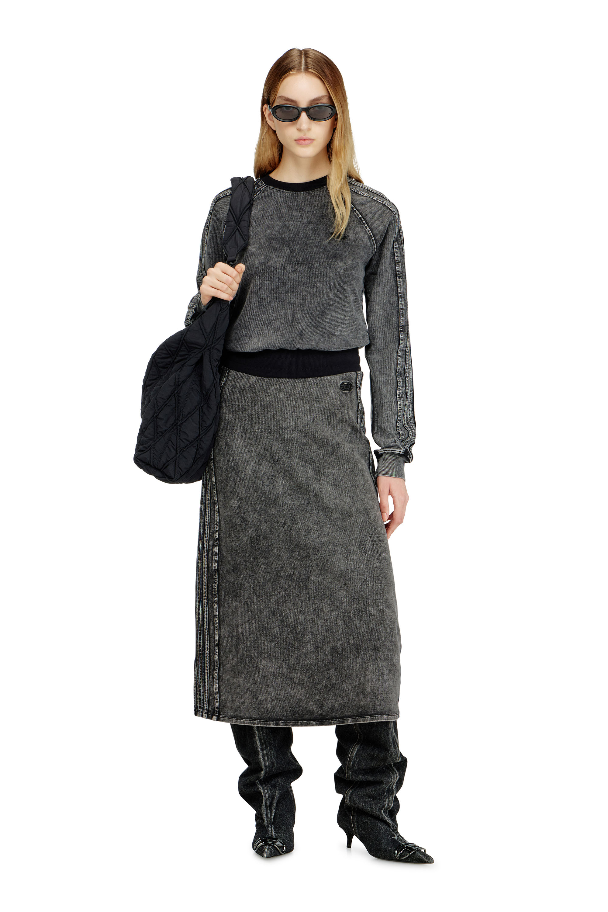 Diesel - F-ALPY, Sweat-shirt avec bandes et broderie Oval D Femme in ToBeDefined - 2