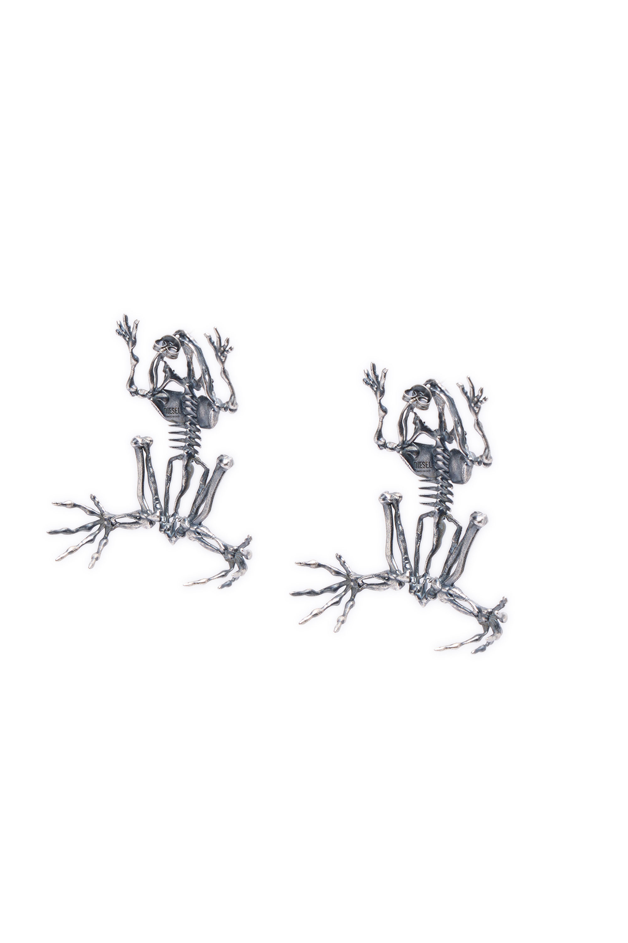 Diesel - EARRINGS FROG, Boucles d'oreilles m&eacute;talliques effet squelette Femme in Gris argent&eacute; - 2