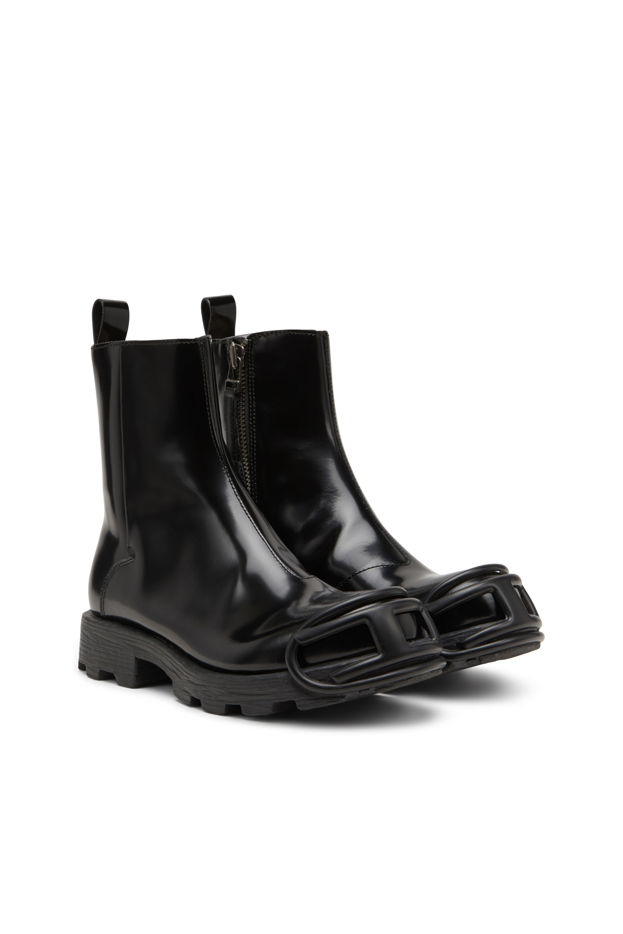 Diesel - D-HAMMER BT ZIP D, D-Hammer-Bottines Chelsea en cuir avec embout Oval D Homme in Noir - 3