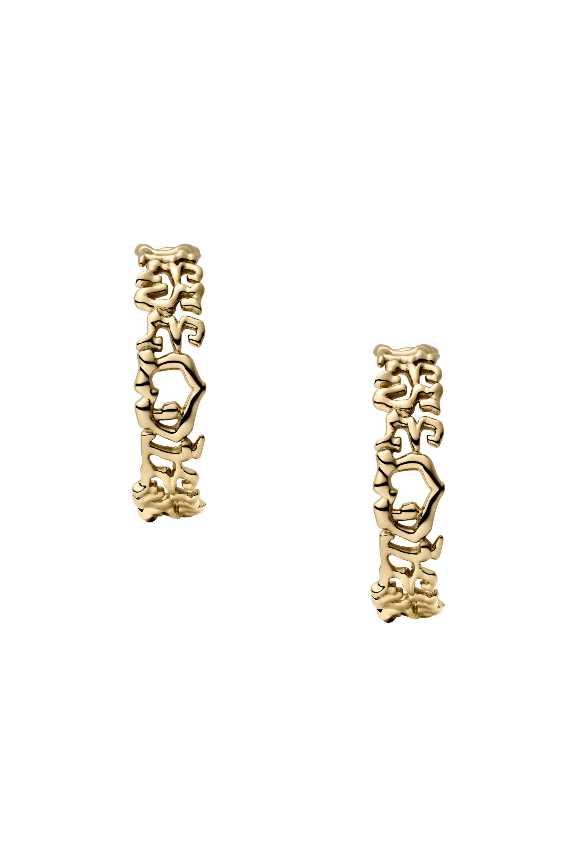 Diesel - DX1656710 JEWELLERY, Boucles d'oreilles cr&eacute;oles en acier inoxydable Mixte in Dor&eacute; - 2