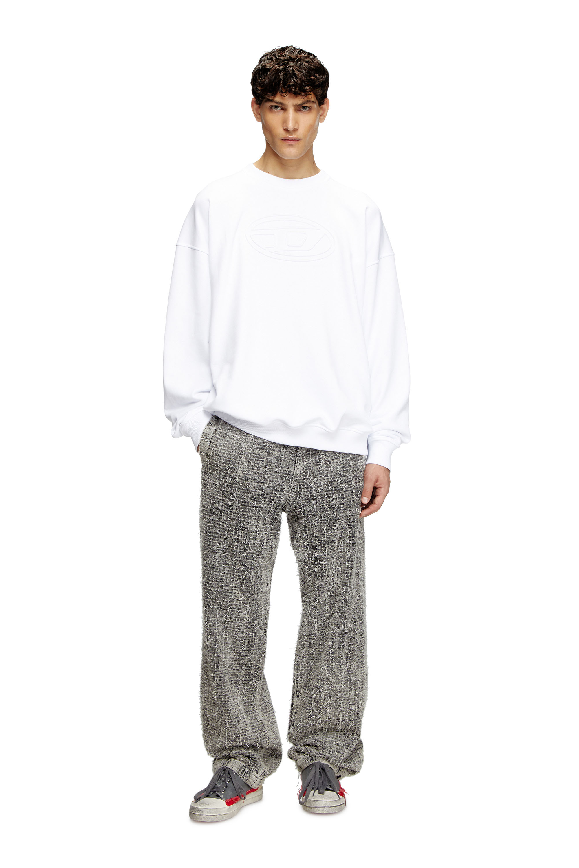 Diesel - S-MART-BIGOVAL, Sweat-shirt avec Oval D embossé Homme in Blanc - 1