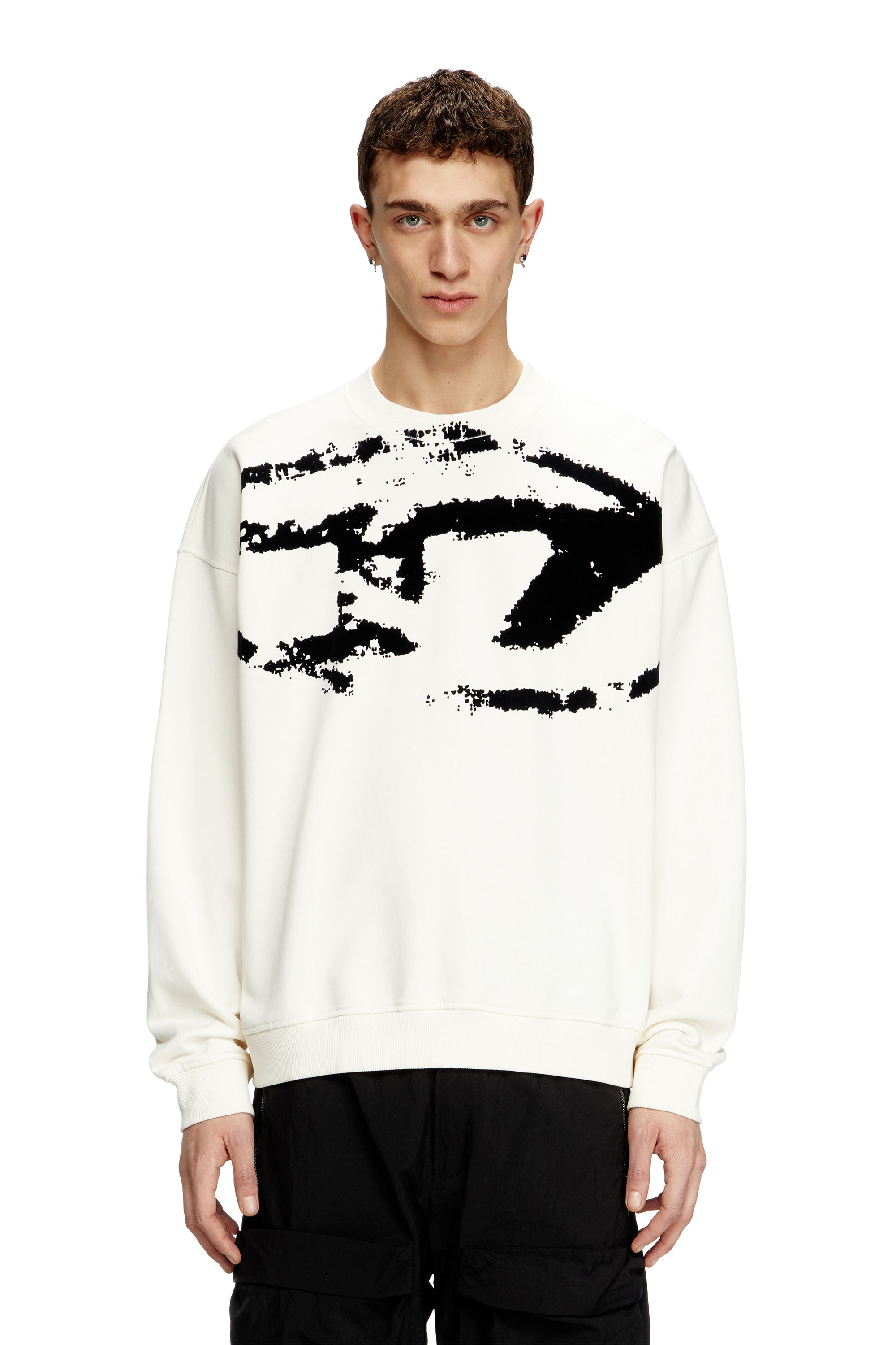 Diesel - S-BOXT-N5, Sweat-shirt avec logo floqué effet vieilli Homme in Polychrome - 1