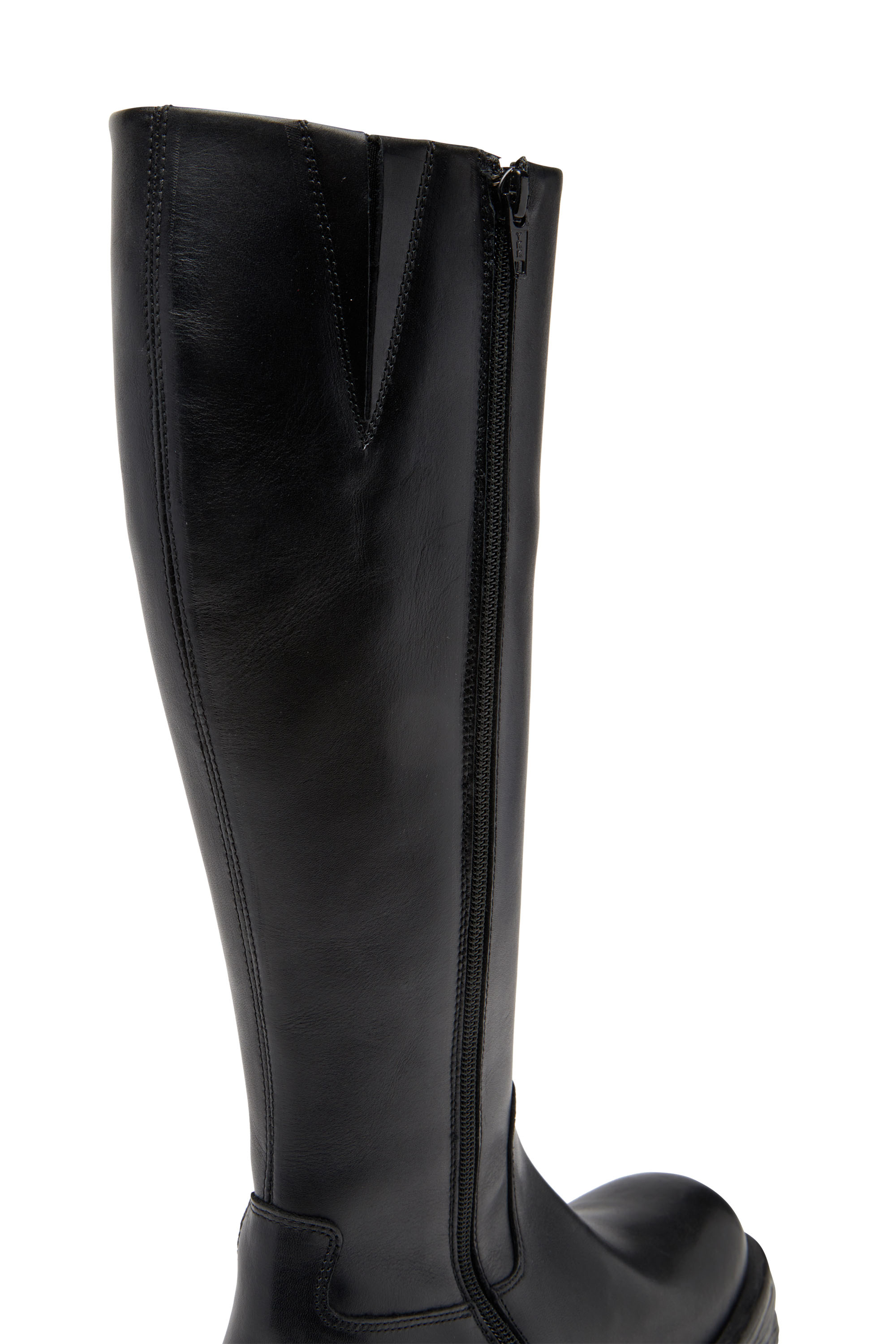 Diesel - D-HAMMER HB D W, D-Hammer-Bottes hauteur genou en cuir Femme in Noir - 4