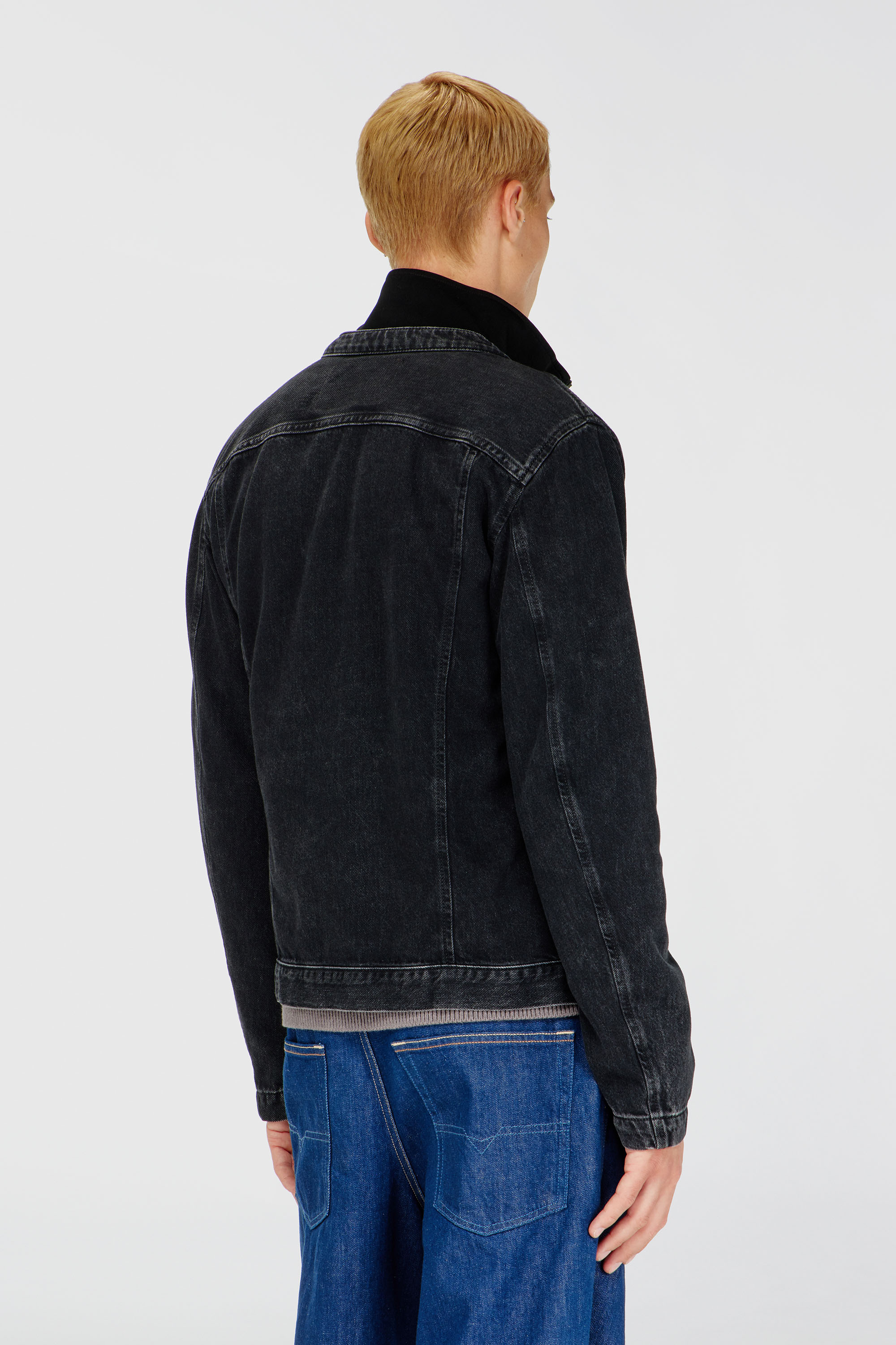 Diesel - D-GLORY, Blouson moto en denim lav&eacute; propre Homme in Noir - 4
