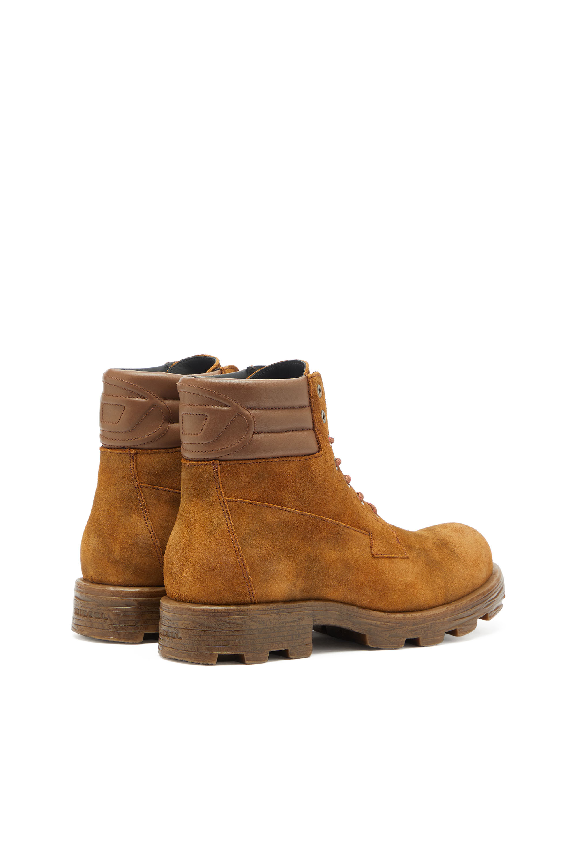 Diesel - D-HAMMER LACE UP, D-Hammer - Bottines de combat en su&egrave;de et cuir Homme in Marron - 3