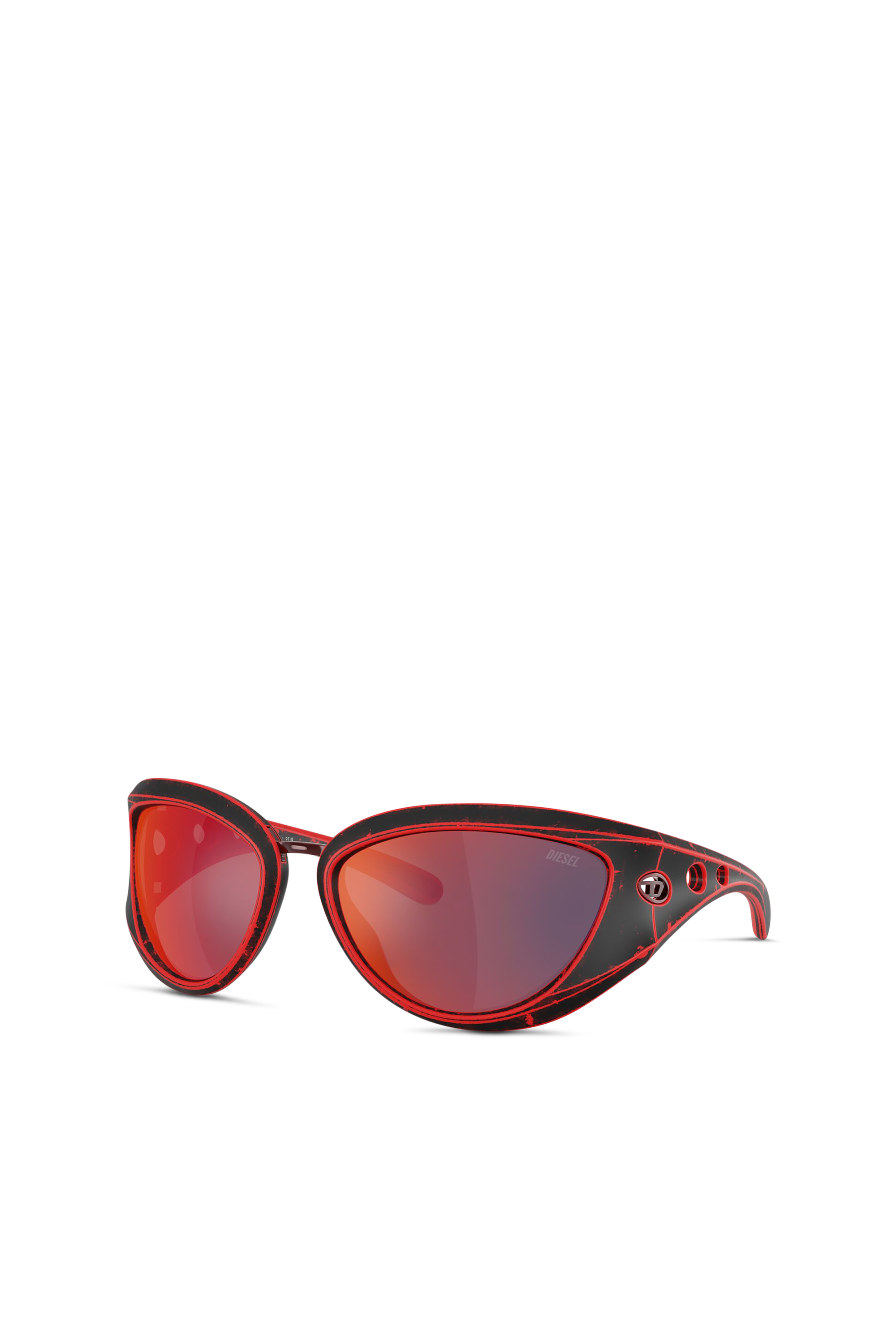 Diesel - 0DL3007U, Lunettes de soleil style œil de chat Mixte in Rouge - 5